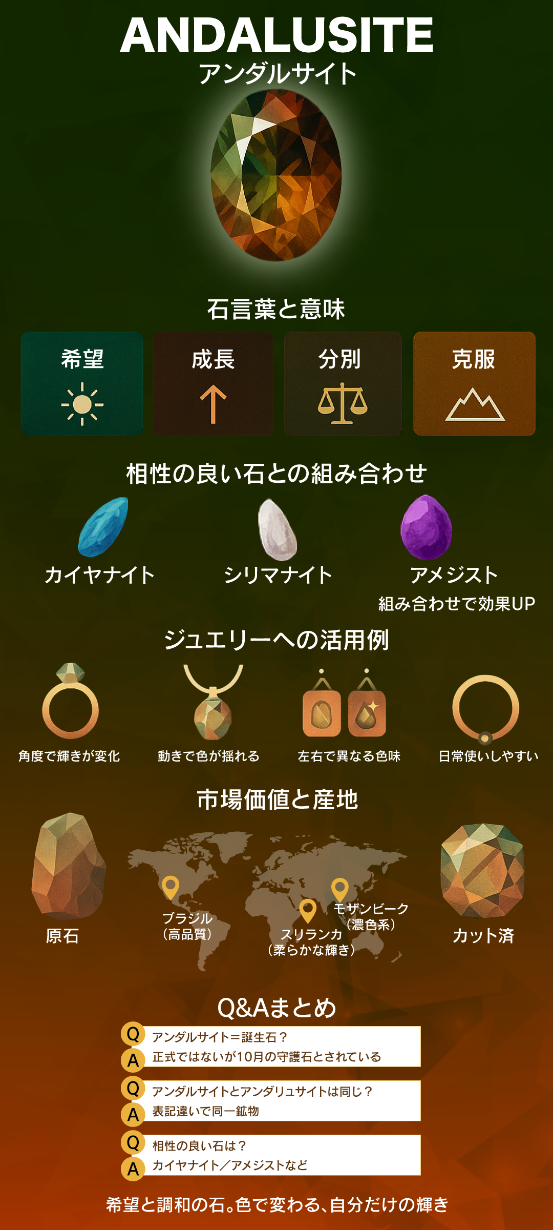 アンダルサイトの石言葉と効果とは?意味や市場価値をわかりやすく解説