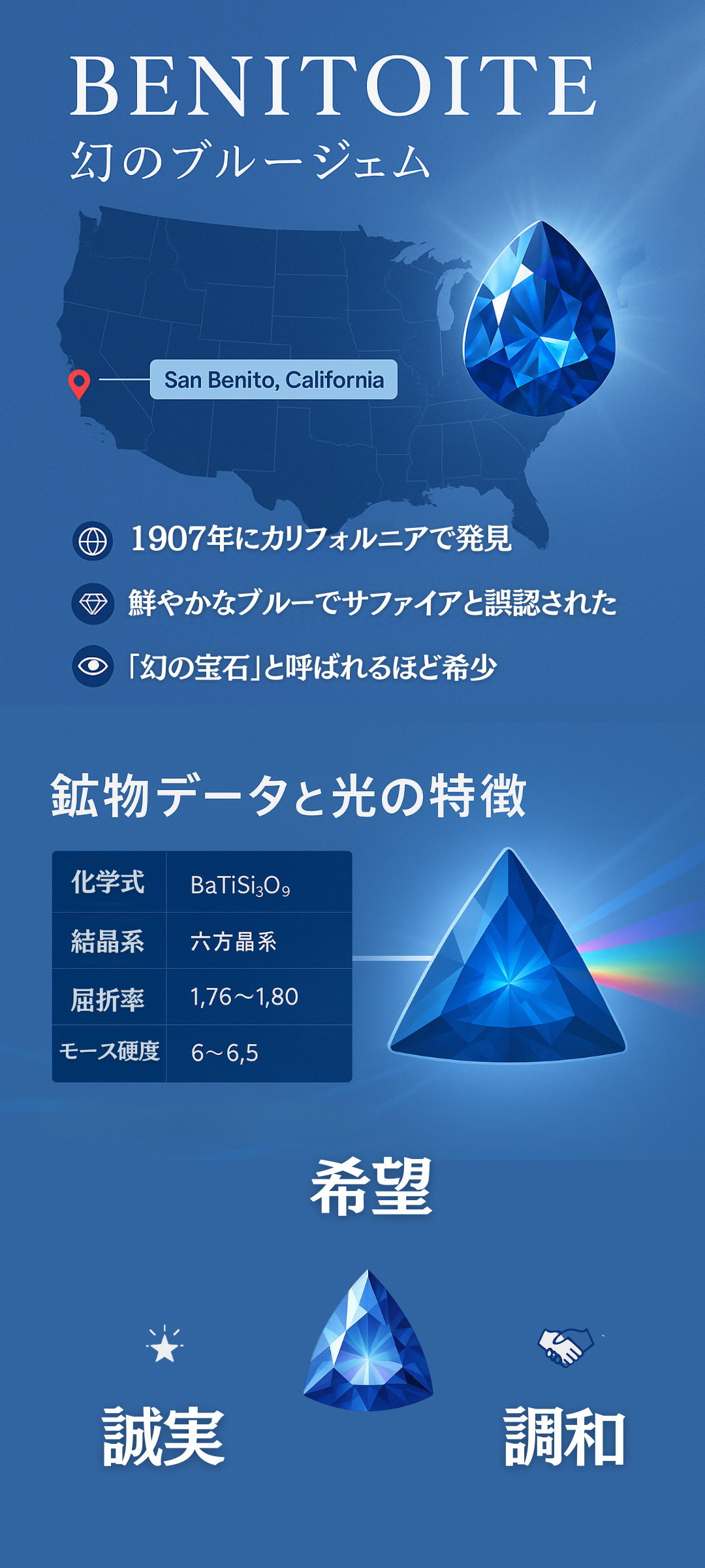 ベニトアイトの石言葉と意味｜希少な青い宝石の魅力を解説