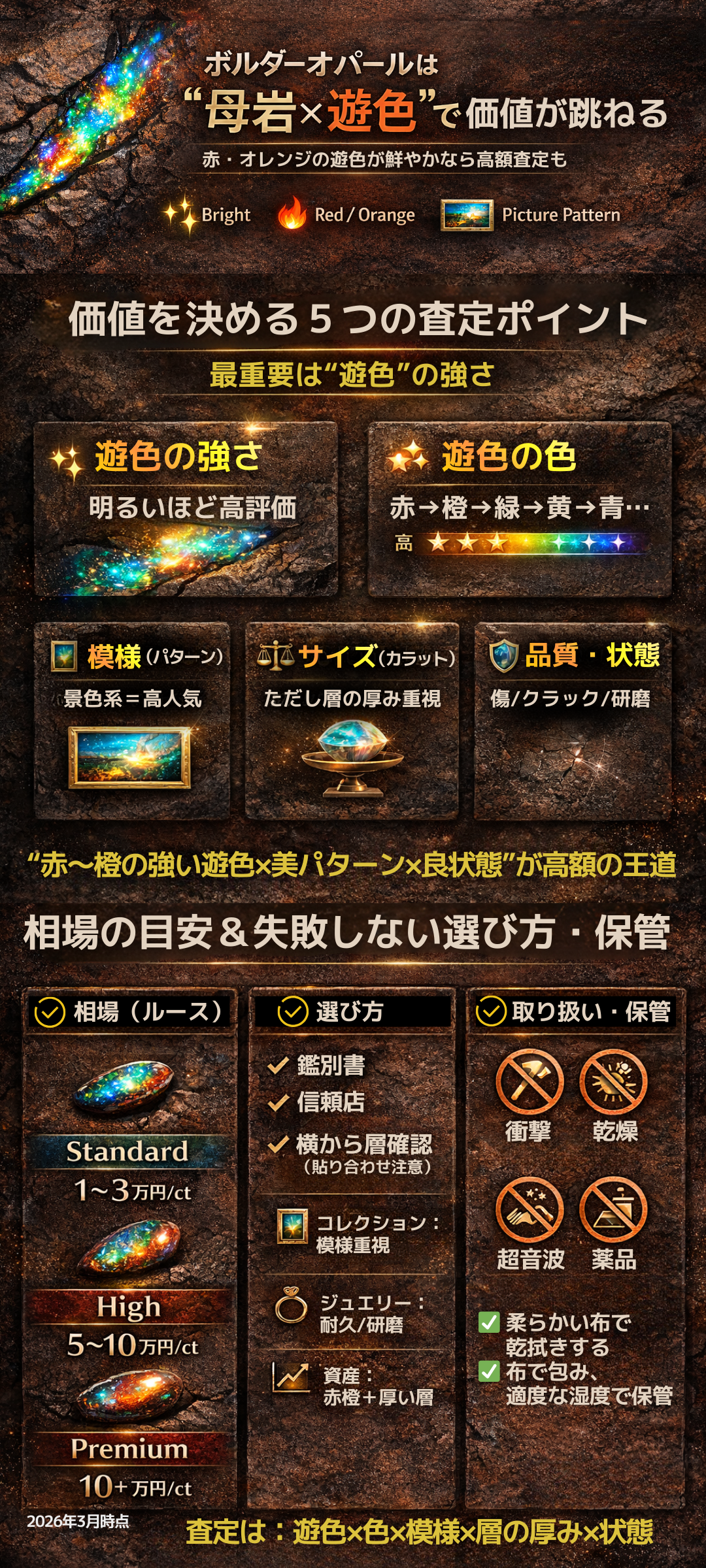 ボルダーオパールの価値を決める5つの要素とは？選び方や買取相場も解説！