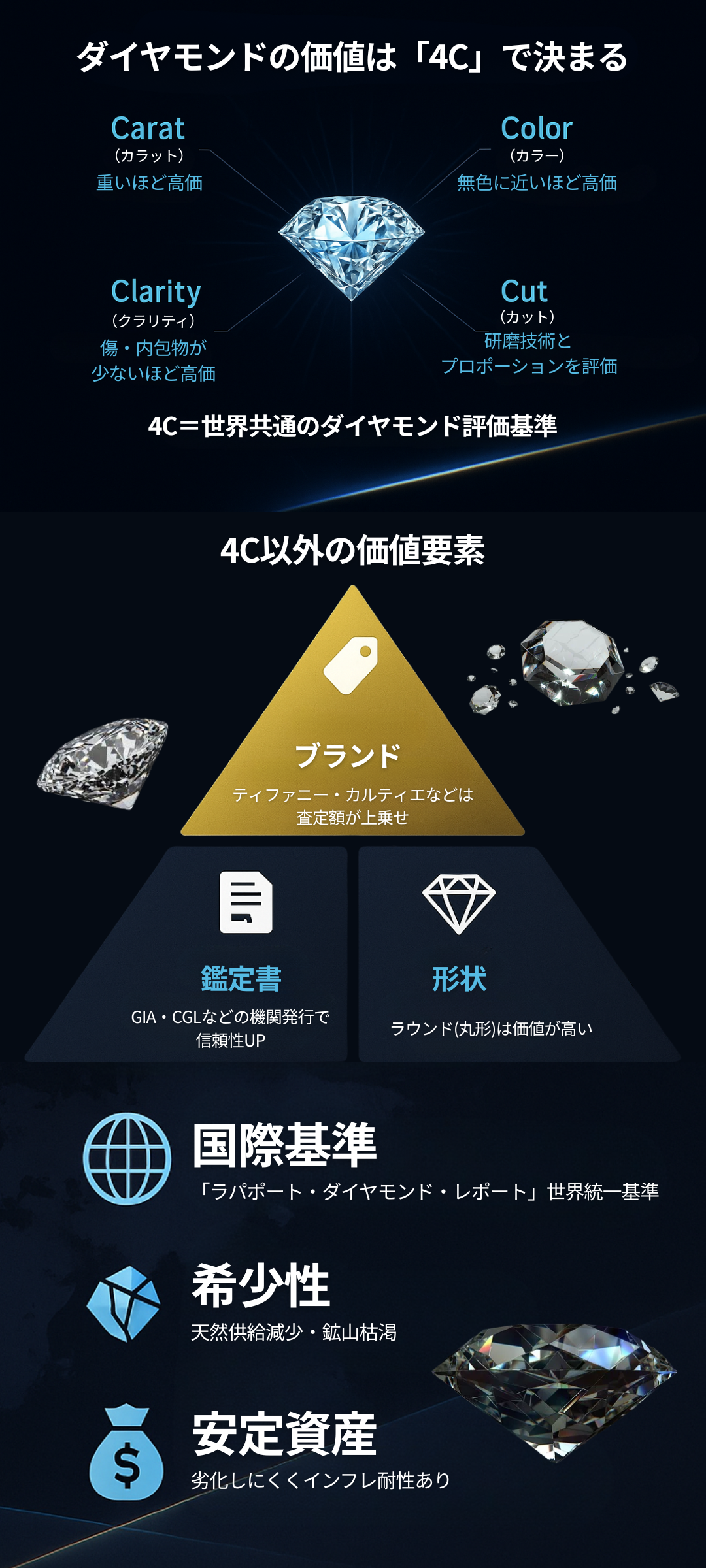 ダイヤモンドの価値はどう決まる?評価基準と相場を徹底解説