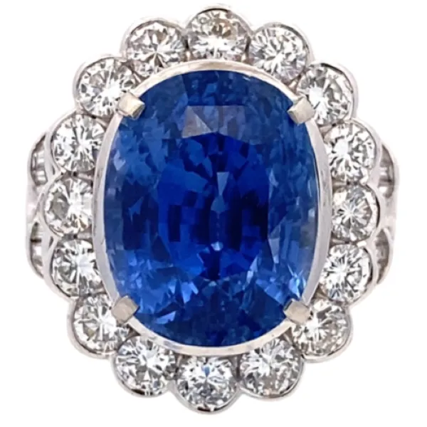 Pt･Pm900 ブルーサファイア ダイヤ リング 15.78ct