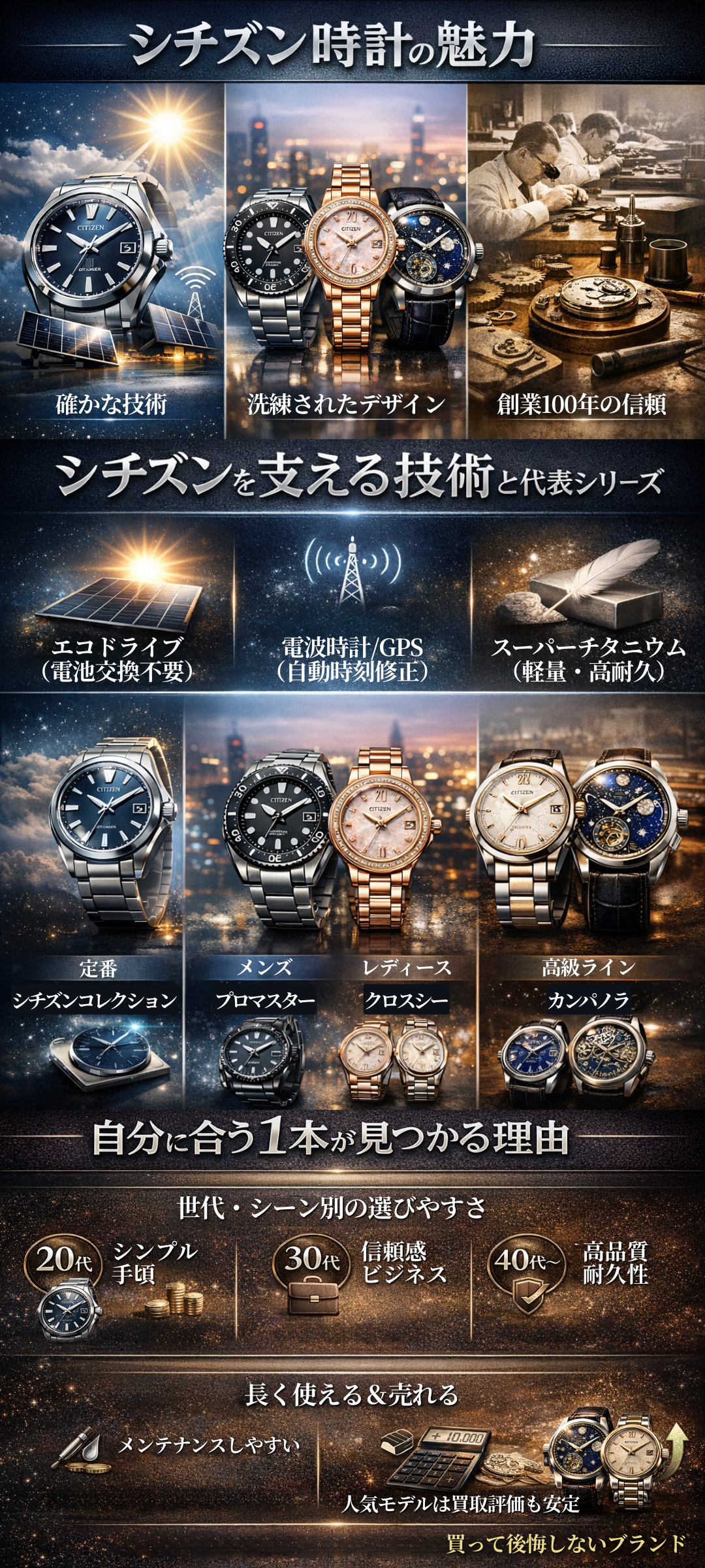 シチズンの時計の魅力とは？腕時計の特徴と人気モデル・選び方を徹底解説