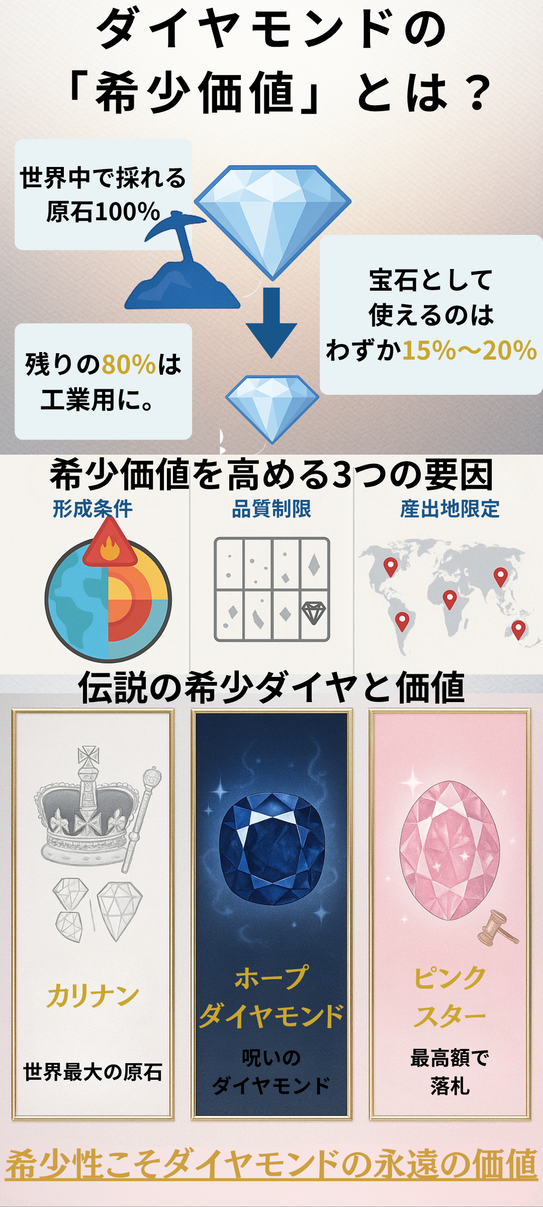 ダイヤモンドの希少価値とは?色別の価値と希少性が高い理由を解説