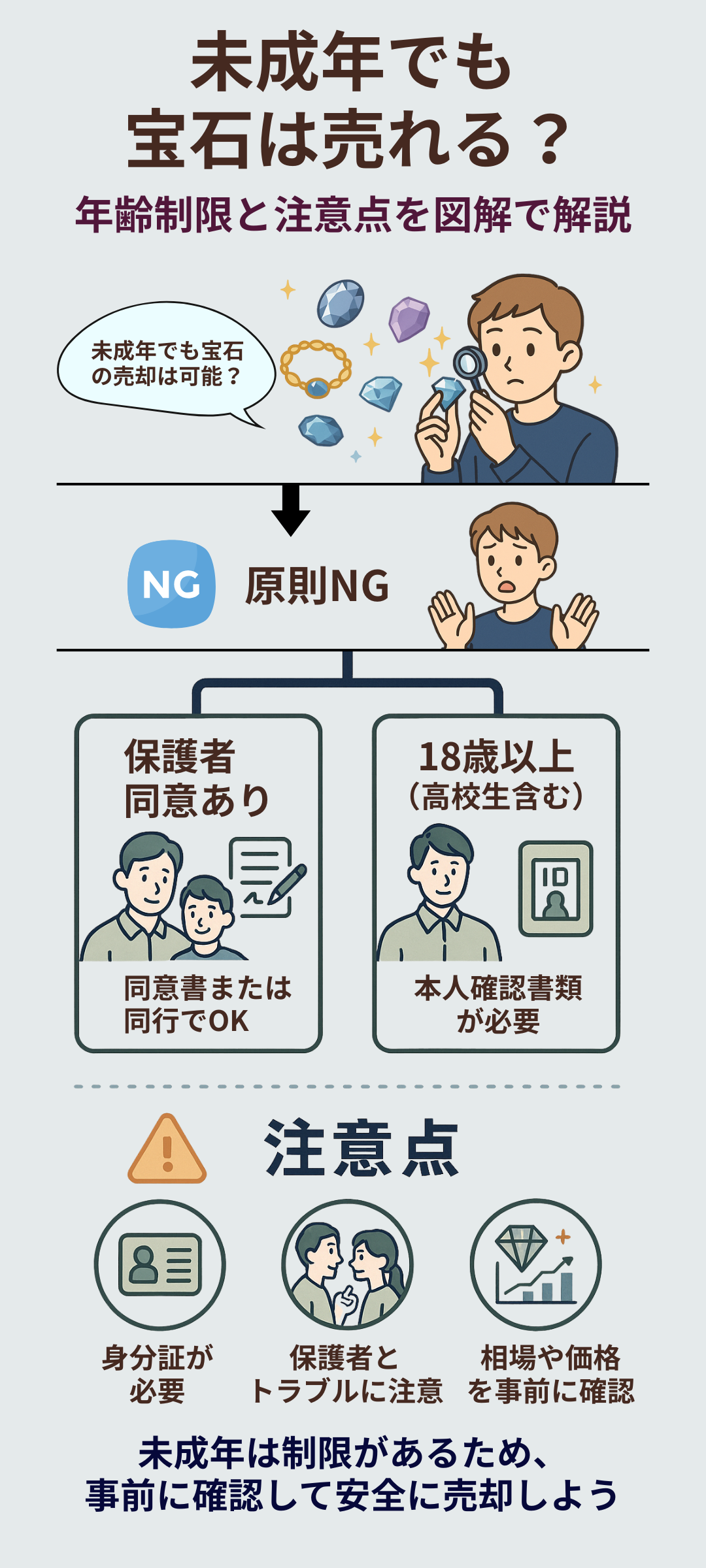 宝石の買取は未成年でもできる？年齢制限や注意点を解説