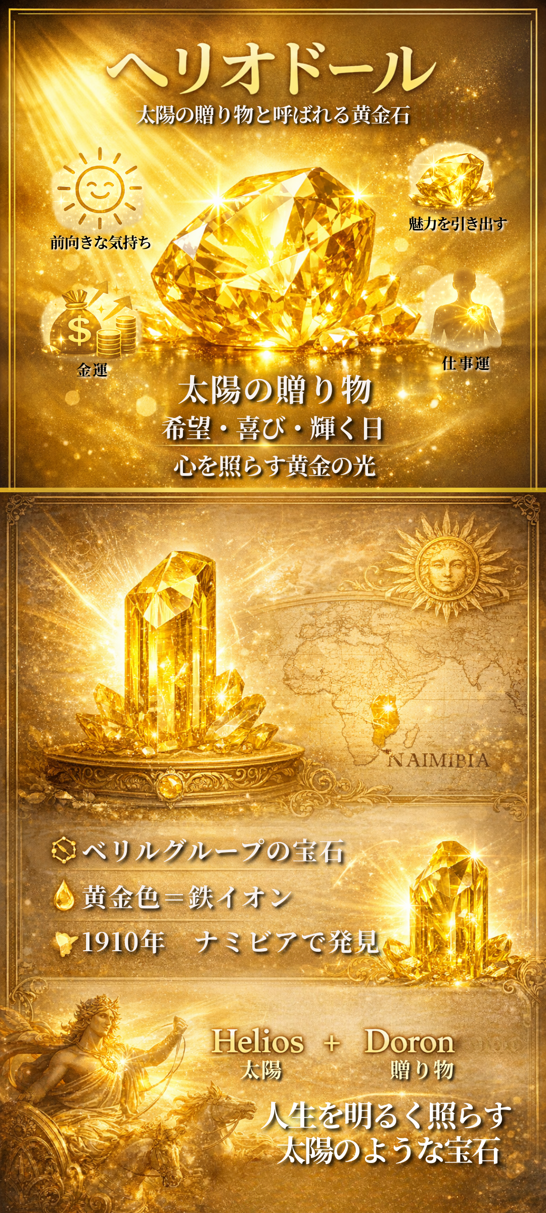 ヘリオドールの石言葉とは?太陽の贈り物と呼ばれる黄金石の意味や効果、魅力を解説