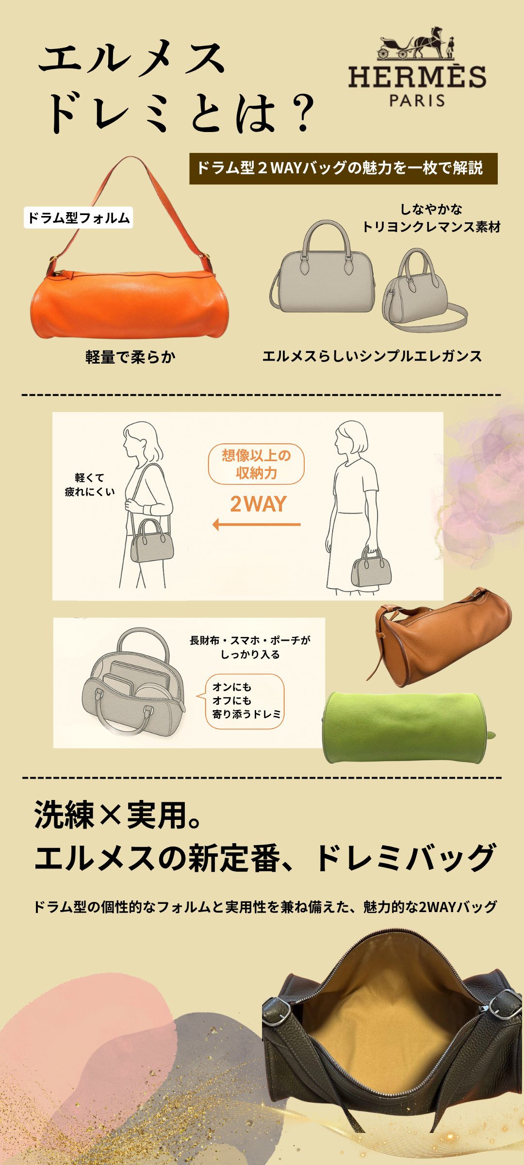 エルメス ドレミとは？ドラム型2WAYバッグの魅力と使い勝手を徹底解説