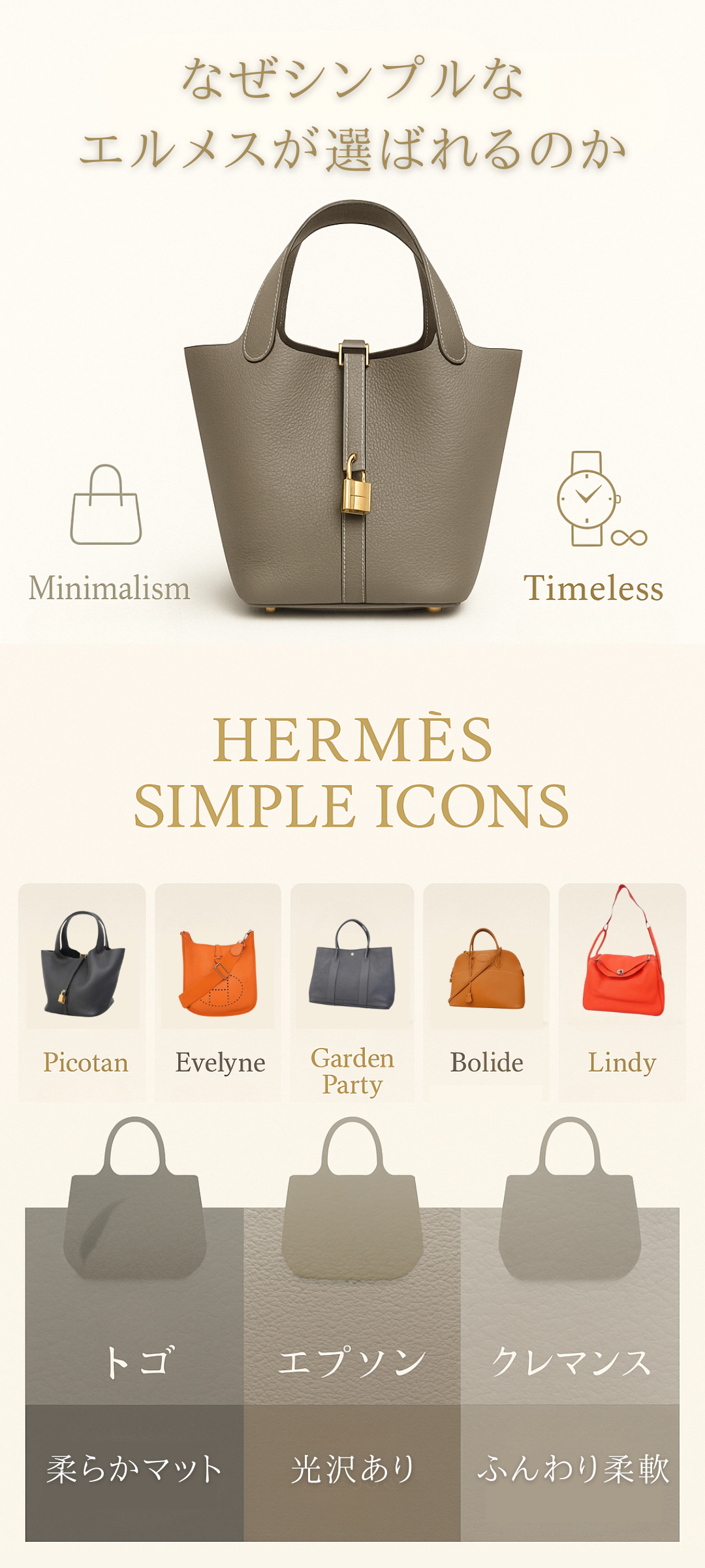 エルメスのシンプルなバッグ特集!人気レザーモデルと価格相場を徹底解説