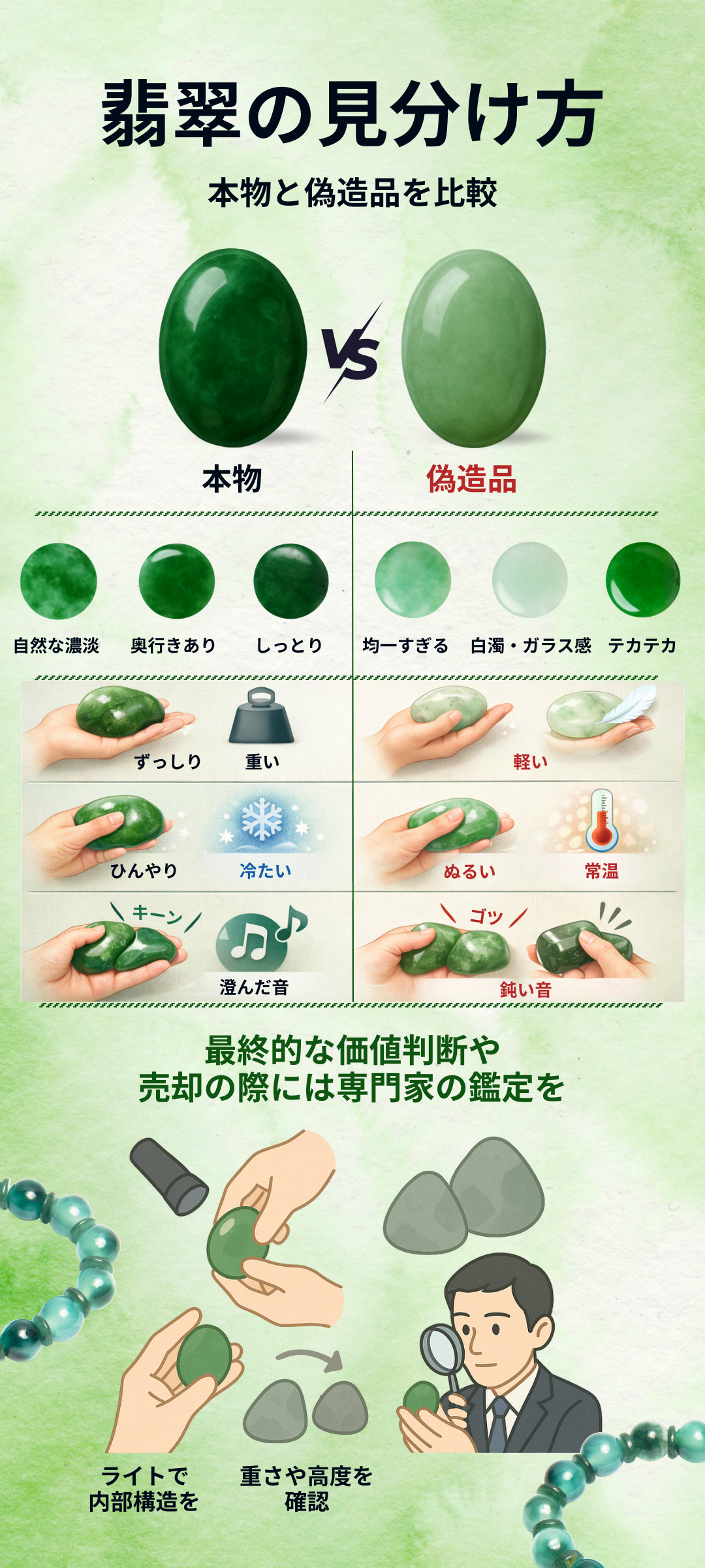 翡翠の見分け方とは？本物と偽物を見極める実践的な方法を解説
