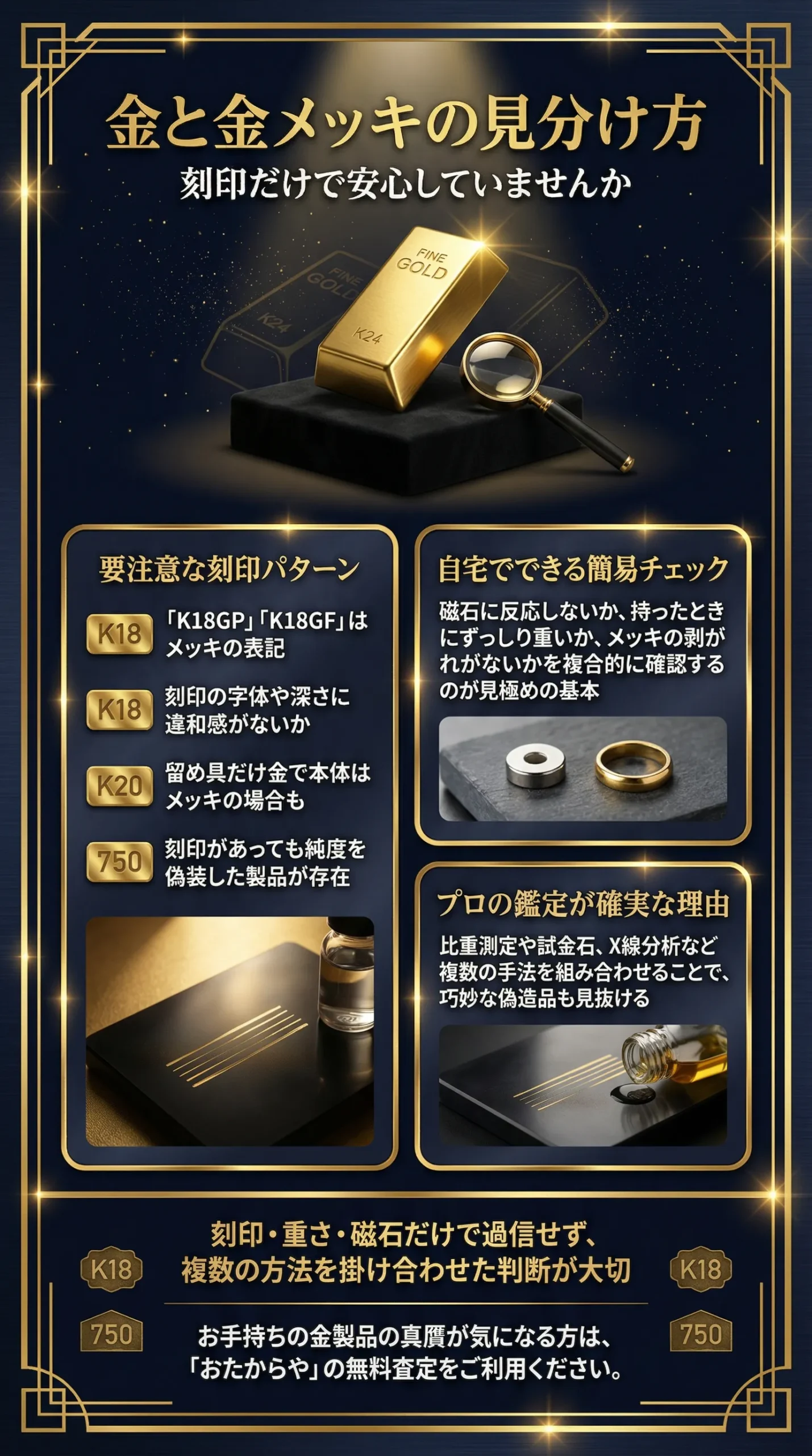 金とメッキの見分け方10選!刻印の確認から簡単な判別方法とは