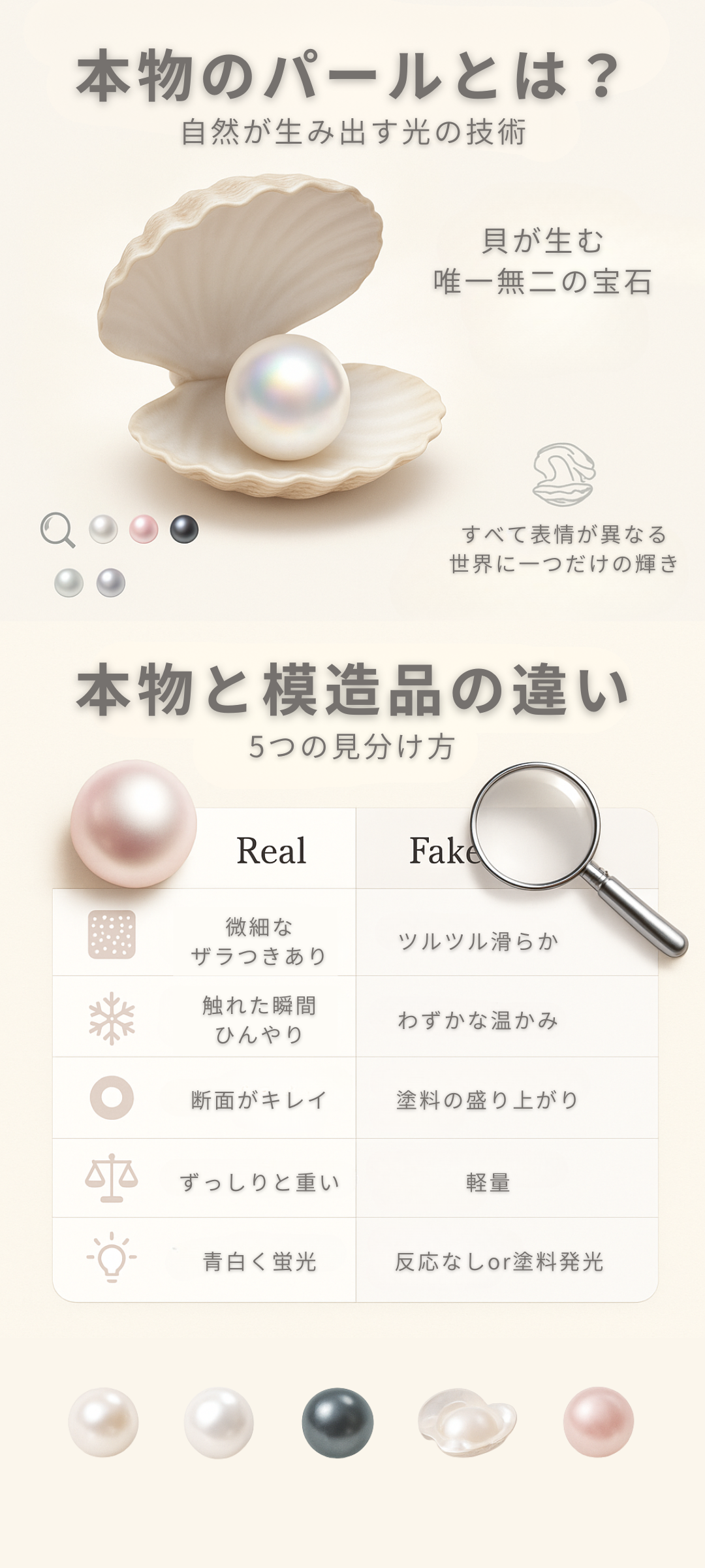 パール（真珠）の本物と偽物の見分け方とは？種類や特徴をご紹介