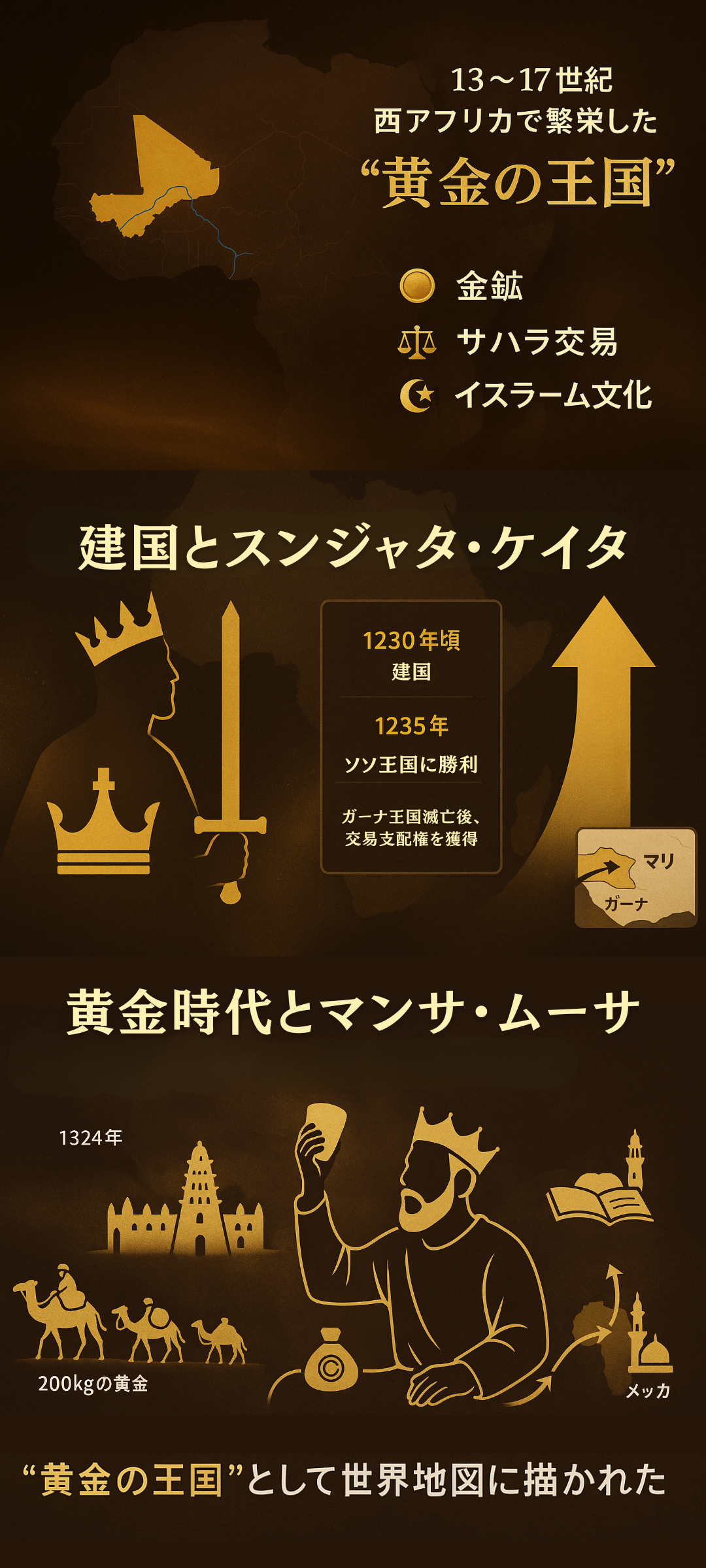 マリ王国の歴史をわかりやすく解説!「黄金の王国」と評された国はどのように繁栄し衰退したのか