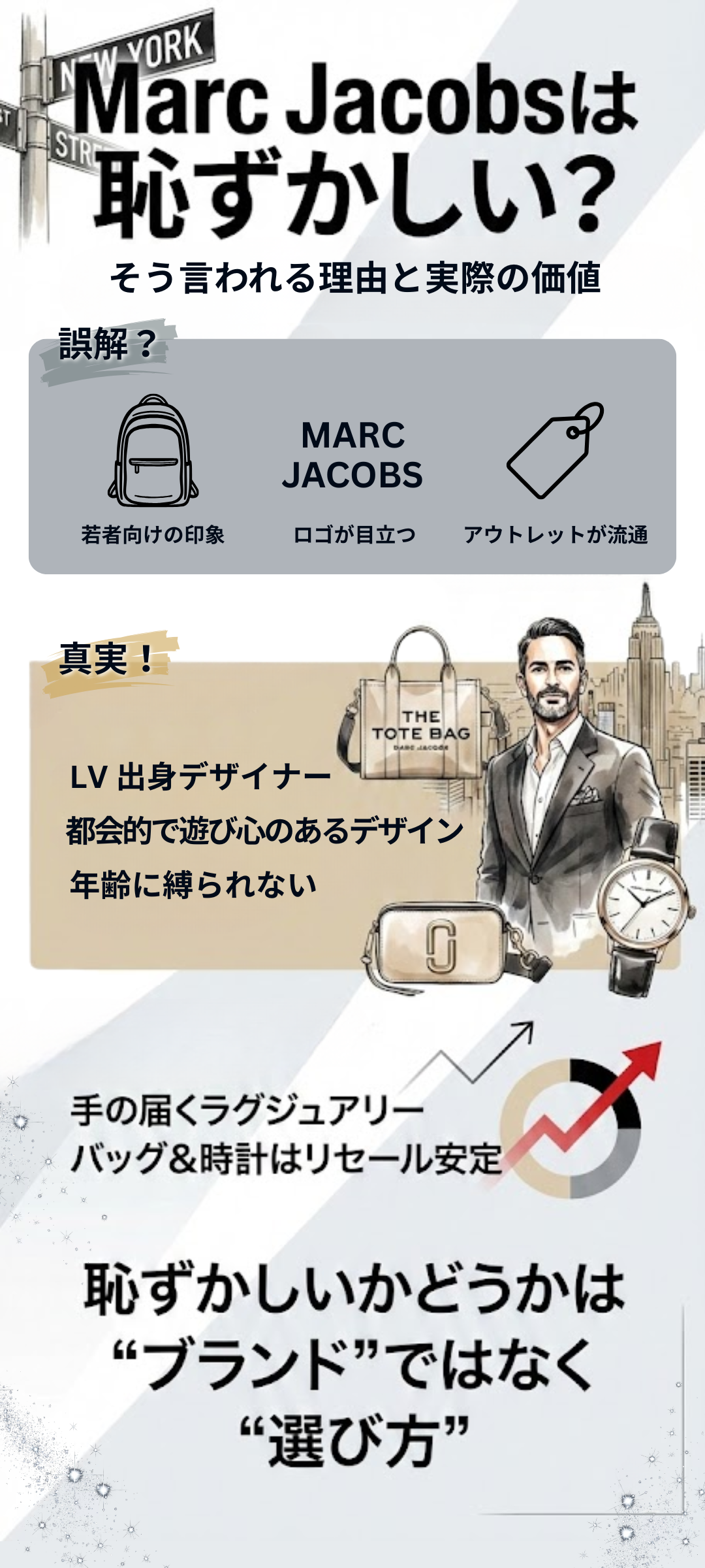 マークジェイコブスは恥ずかしい?ダサいと言われる理由と高く売る方法を解説