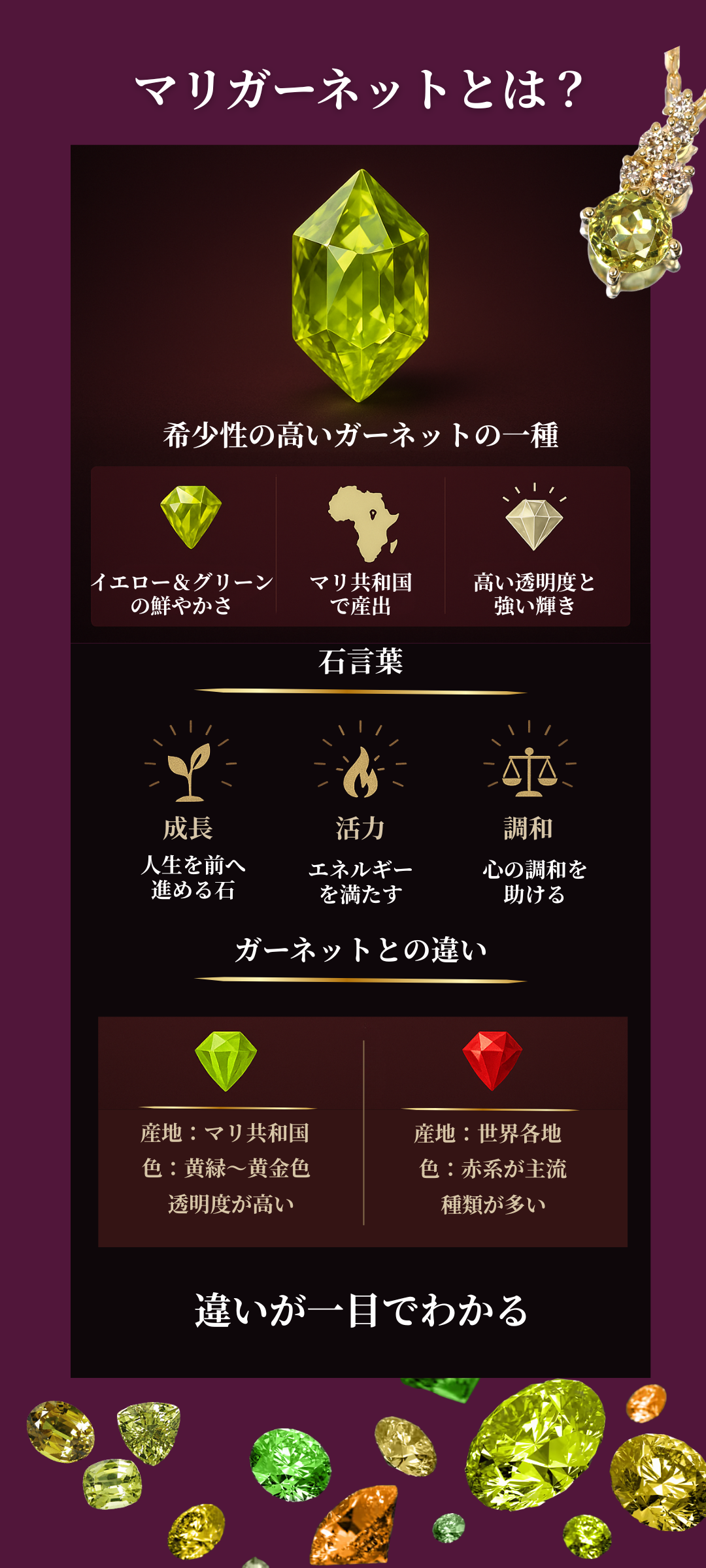 マリガーネットの石言葉とは?特徴や効果、ガーネットとの違いを徹底解説