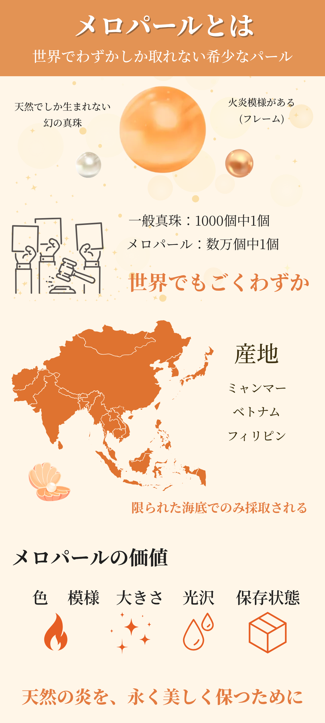 メロパールとは?世界でわずかしか採れない希少真珠の特徴と価値を解説