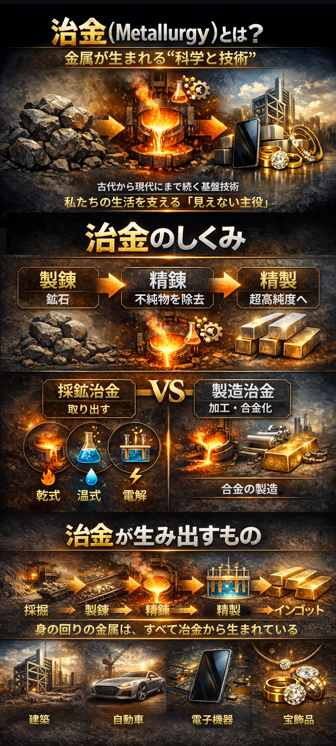 冶金(やきん)とは?金属を鉱石から取り出す技術と歴史を初心者向けに解説