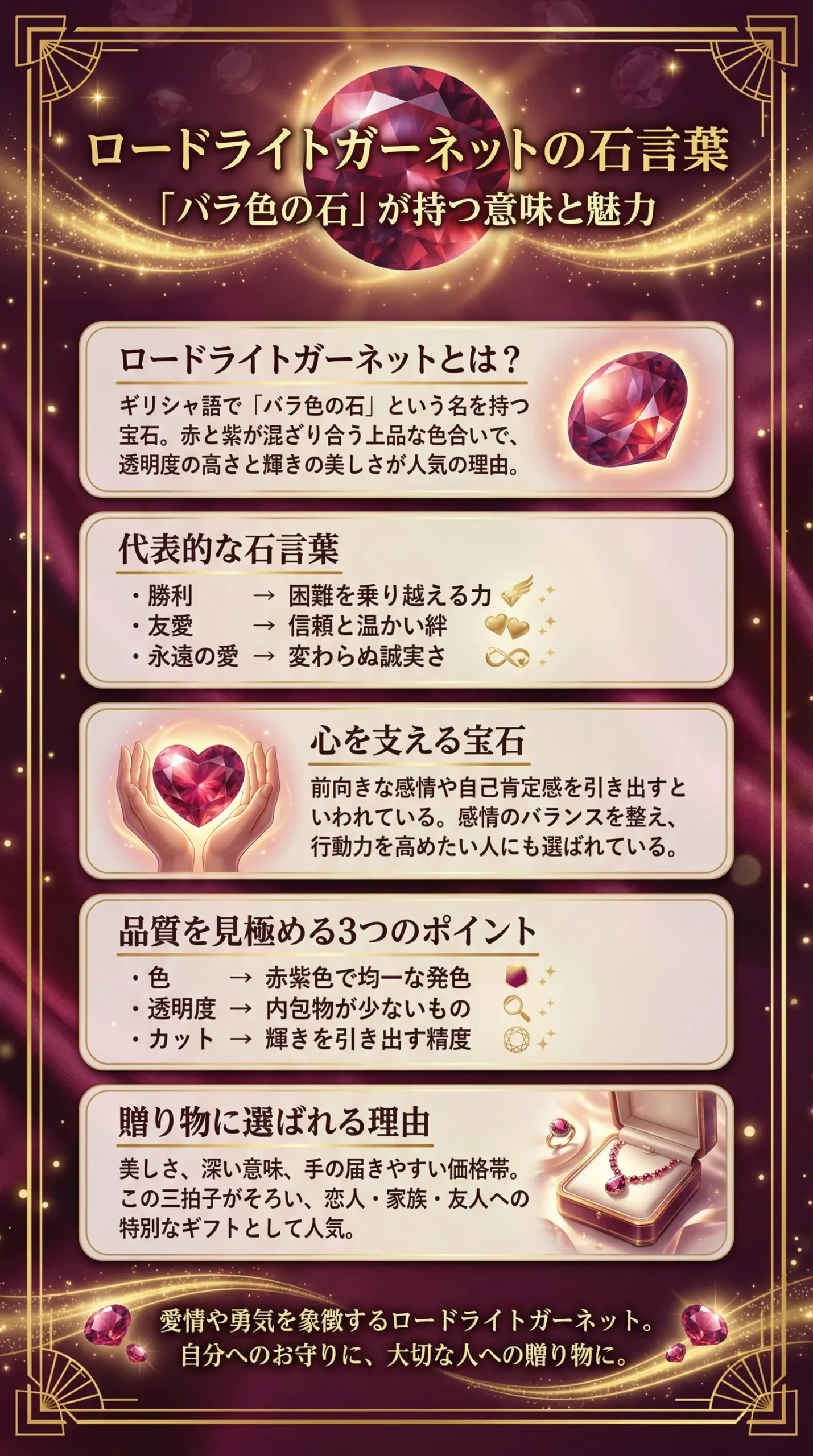 ロードライトガーネットの石言葉とは？意味・魅力・誕生石との違いを解説