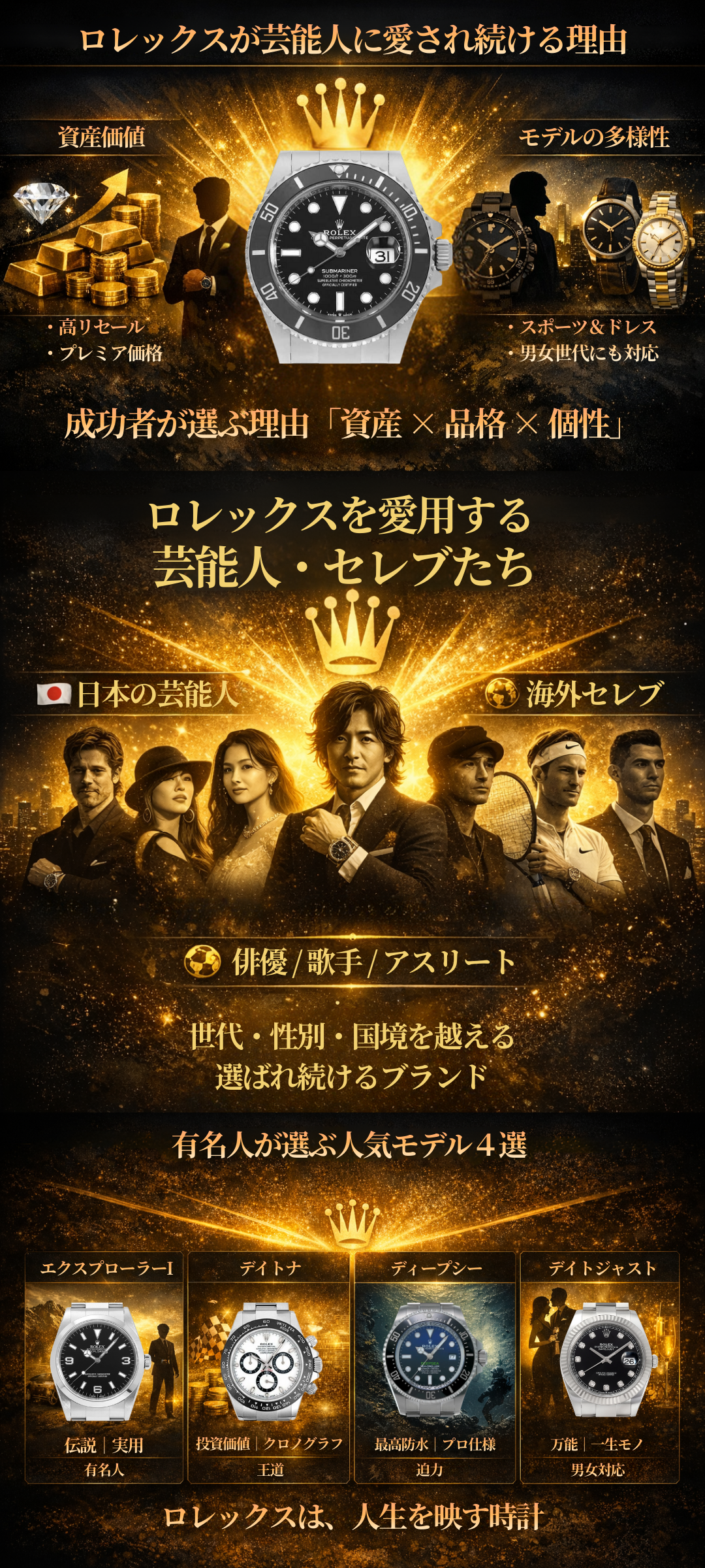 芸能人・有名人に愛されるロレックスの魅力と人気モデル6選をご紹介