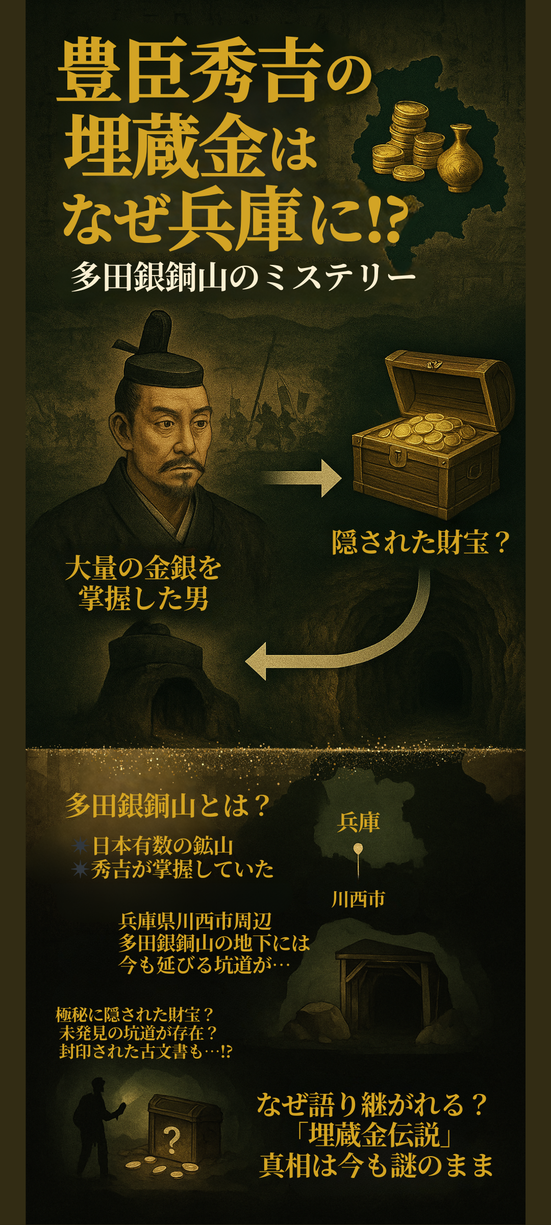 豊臣秀吉の埋蔵金はなぜ兵庫で語り継がれるのか？多田銀銅山のミステリーに迫る！