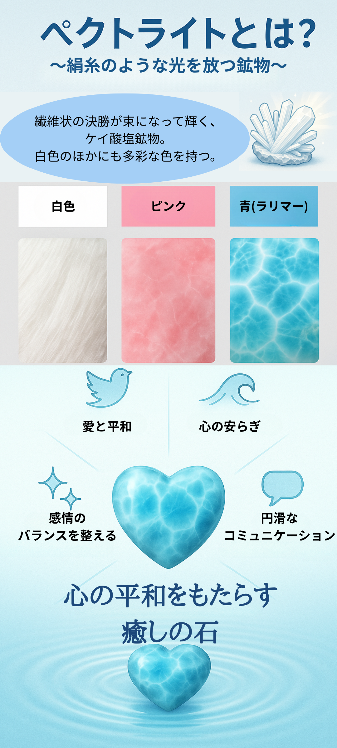 ペクトライトとは？石言葉・色の種類・ラリマーとの違いを解説