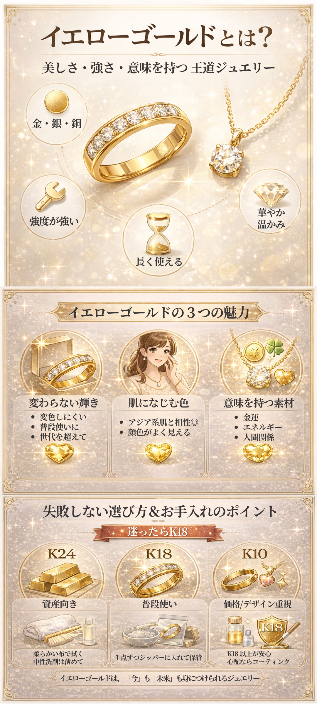 イエローゴールドとは？素材・意味・相場からお手入れ方法まで徹底解説