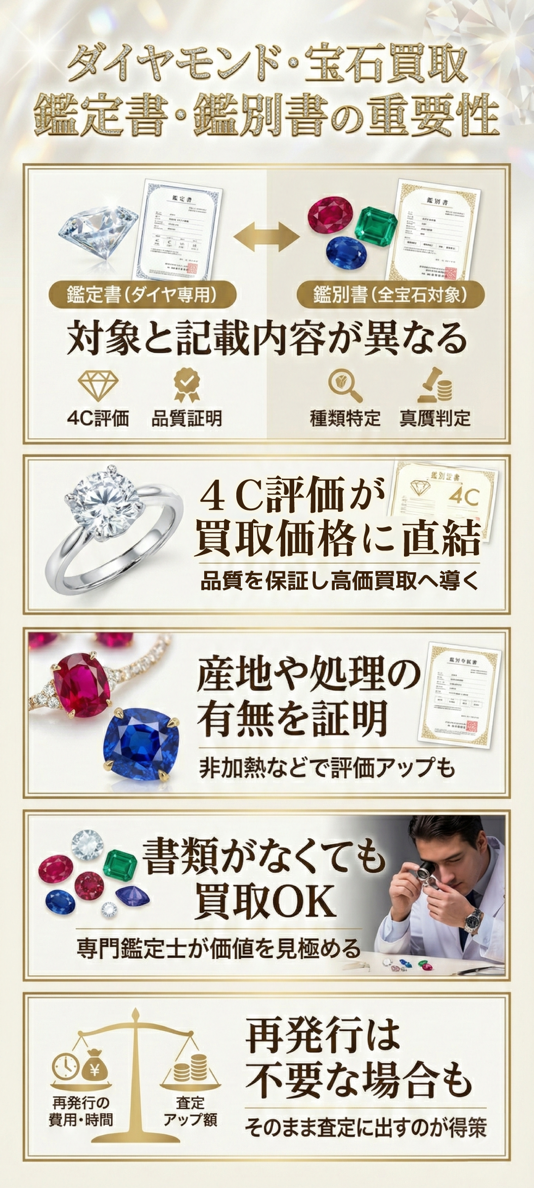 ダイヤモンド買取に鑑定書がなくても大丈夫?高価買取につながる4Cなどの知識を紹介