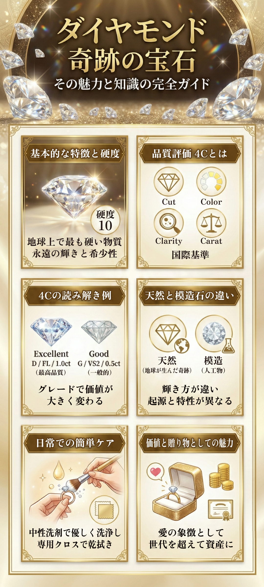 ダイヤモンドという宝石の魅力と価値｜後悔しないための4Cと選び方