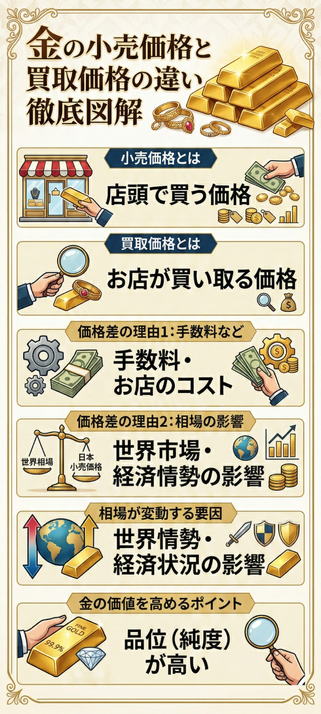 金買取は「相場」をチェック！ポイントとなる「品位」についても解説