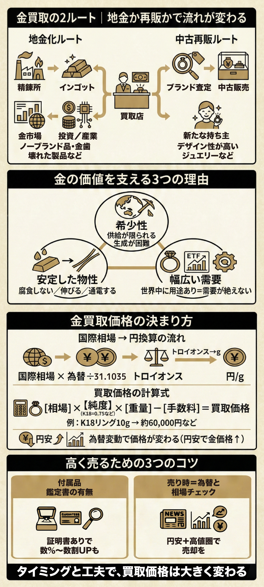 金買取の仕組みとは?価格が決まる流れと業者の利益構造・相場の基準を詳しく解説