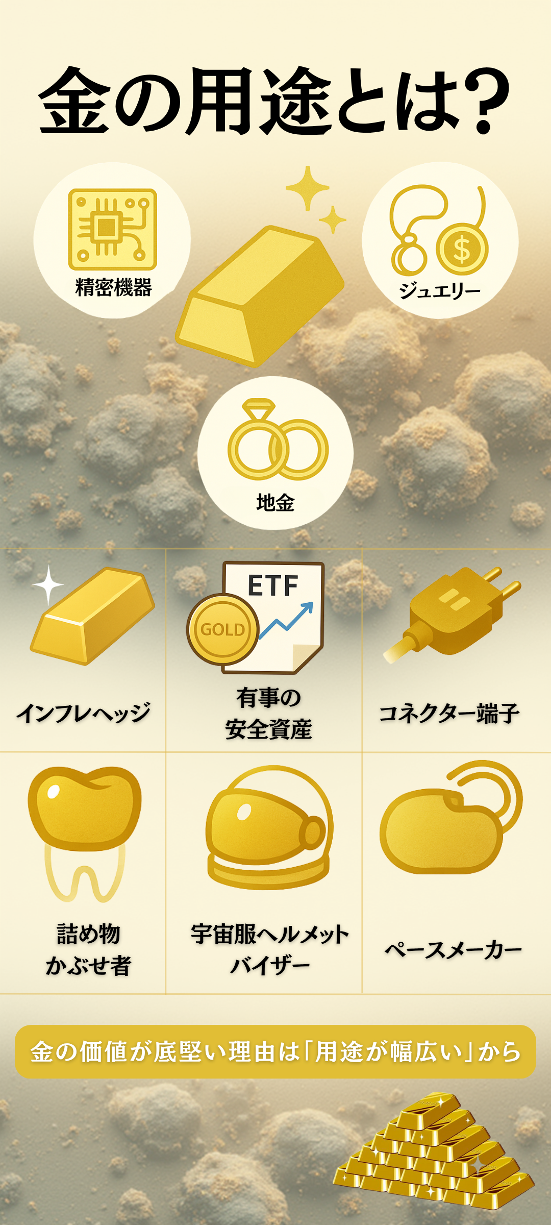 金にはどのような用途がある?売却で損しない基礎知識も紹介