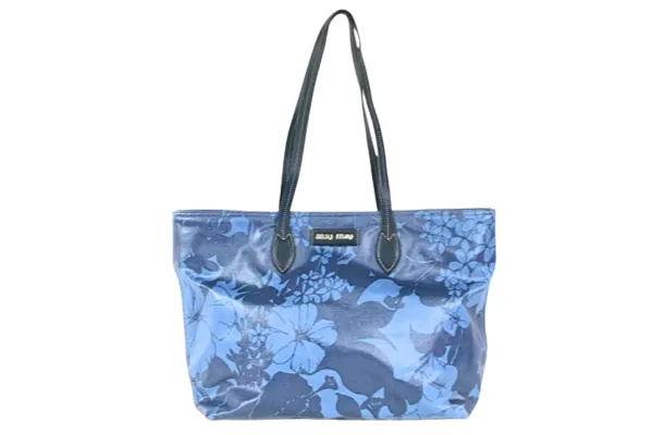 ミュウミュウ トートバッグ コーティングキャンバス ネイビー B