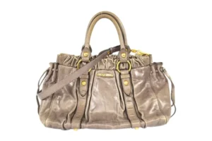 ミュウミュウ トートバッグ レザー グレー ショルダーストラップ B