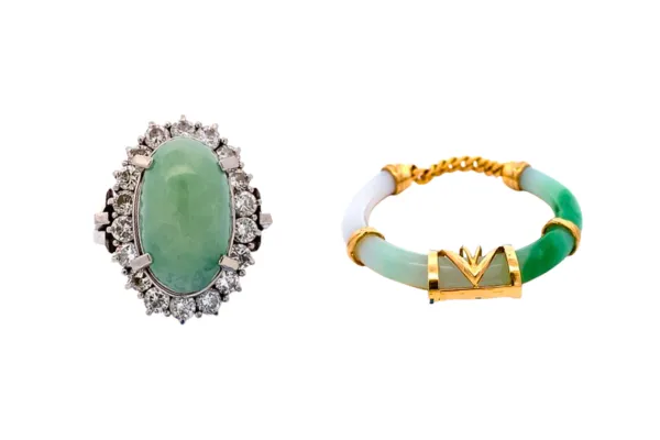 Pt･Pm900 翡翠みため・ダイヤ リング K18 翡翠みため・ダイヤ ブレスレット