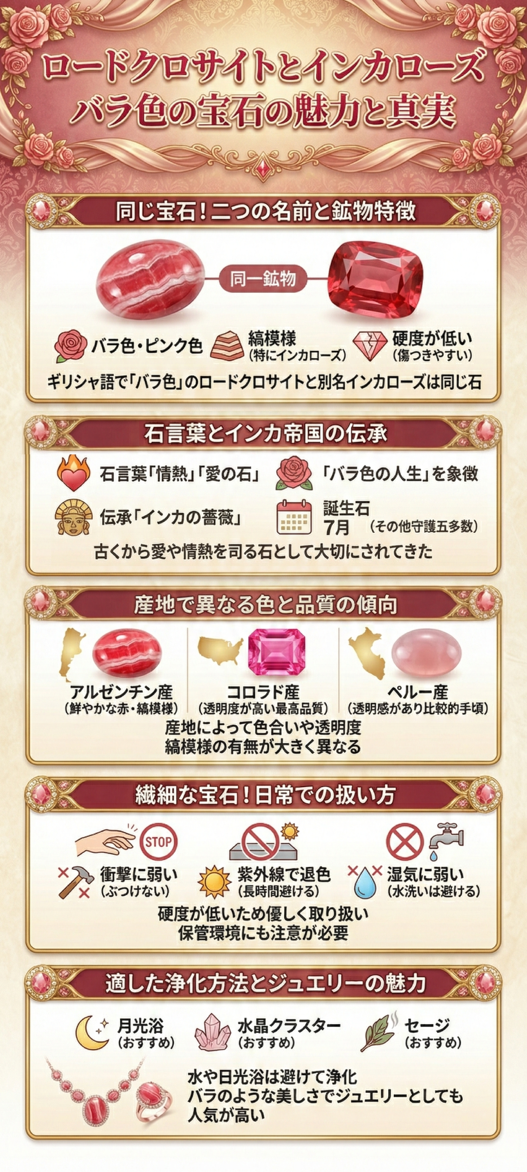 ロードクロサイトの石言葉とは？愛と情熱をもたらすインカローズの魅力を徹底解説