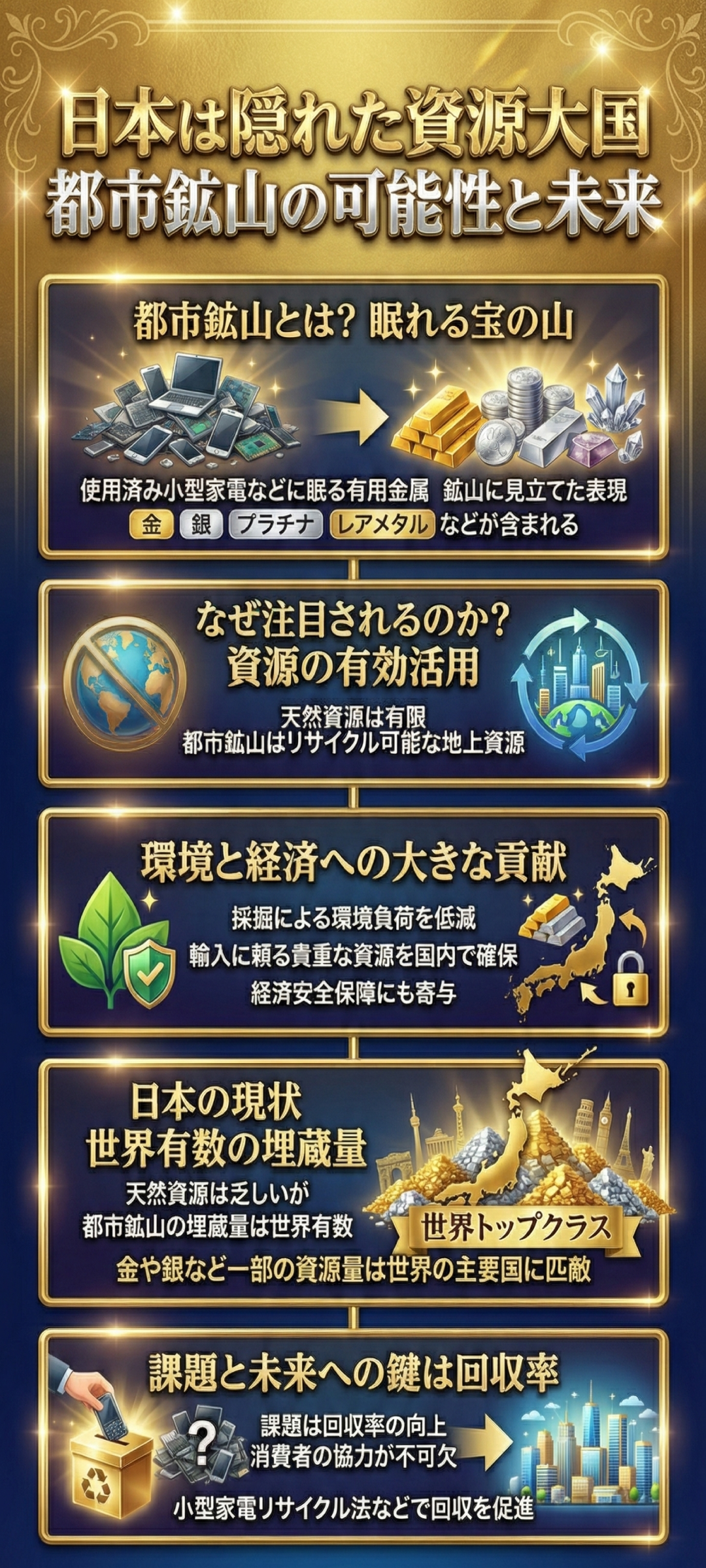 都市鉱山とは？日本の現状や回収できる資源についても簡単に解説