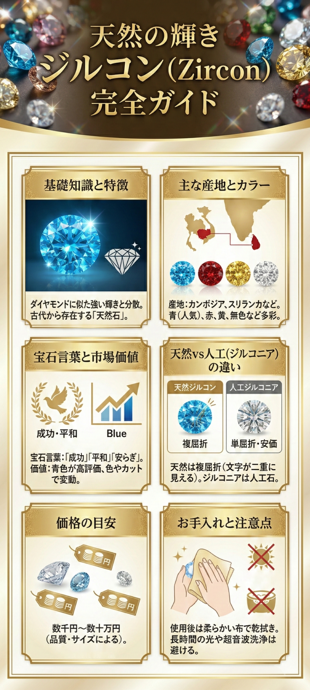 ジルコンとは？意味や特徴・色の種類からジルコニアとの違いまで徹底解説