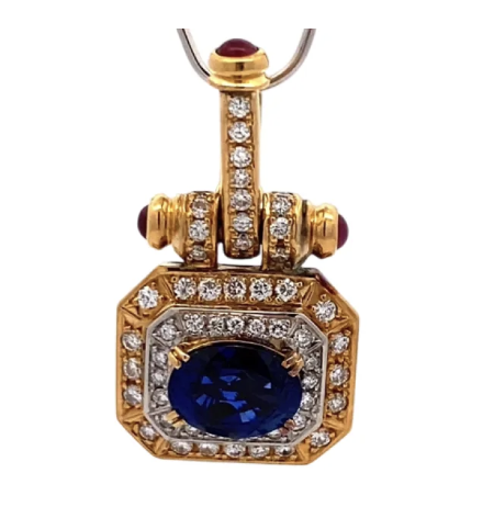 K18 サファイア ダイヤ ネックレスペンダントトップ 3.06ct