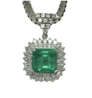 Pt850/Pt900 コロンビア産エメラルド・ダイヤモンド ネックレス 8.84ct 3.11ct