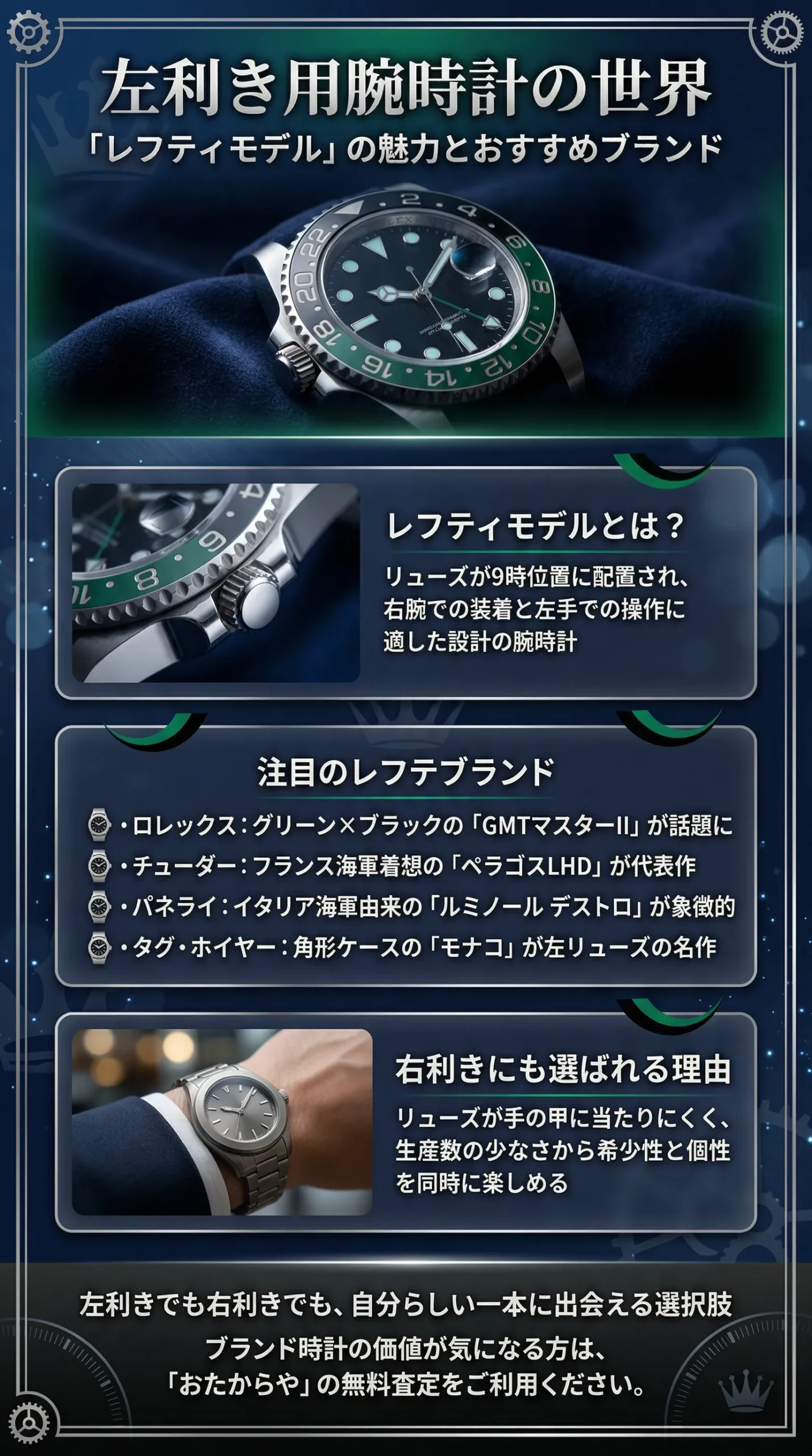 左利き用腕時計の選び方とおすすめ徹底解説！ロレックス以外のブランドもご紹介