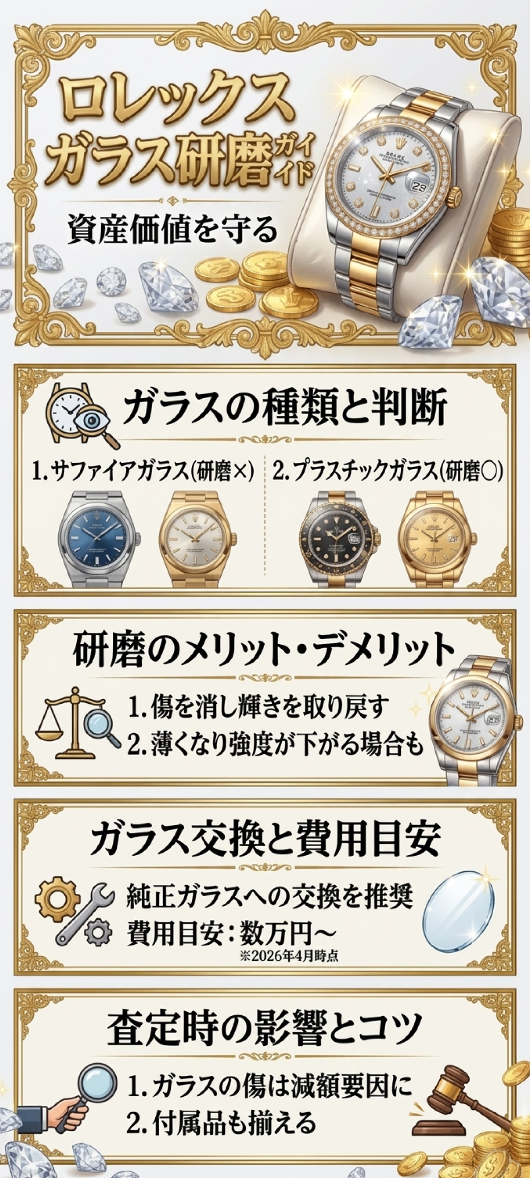ロレックスのガラスは研磨できる？ 研磨できる条件とその他の修理方法も紹介
