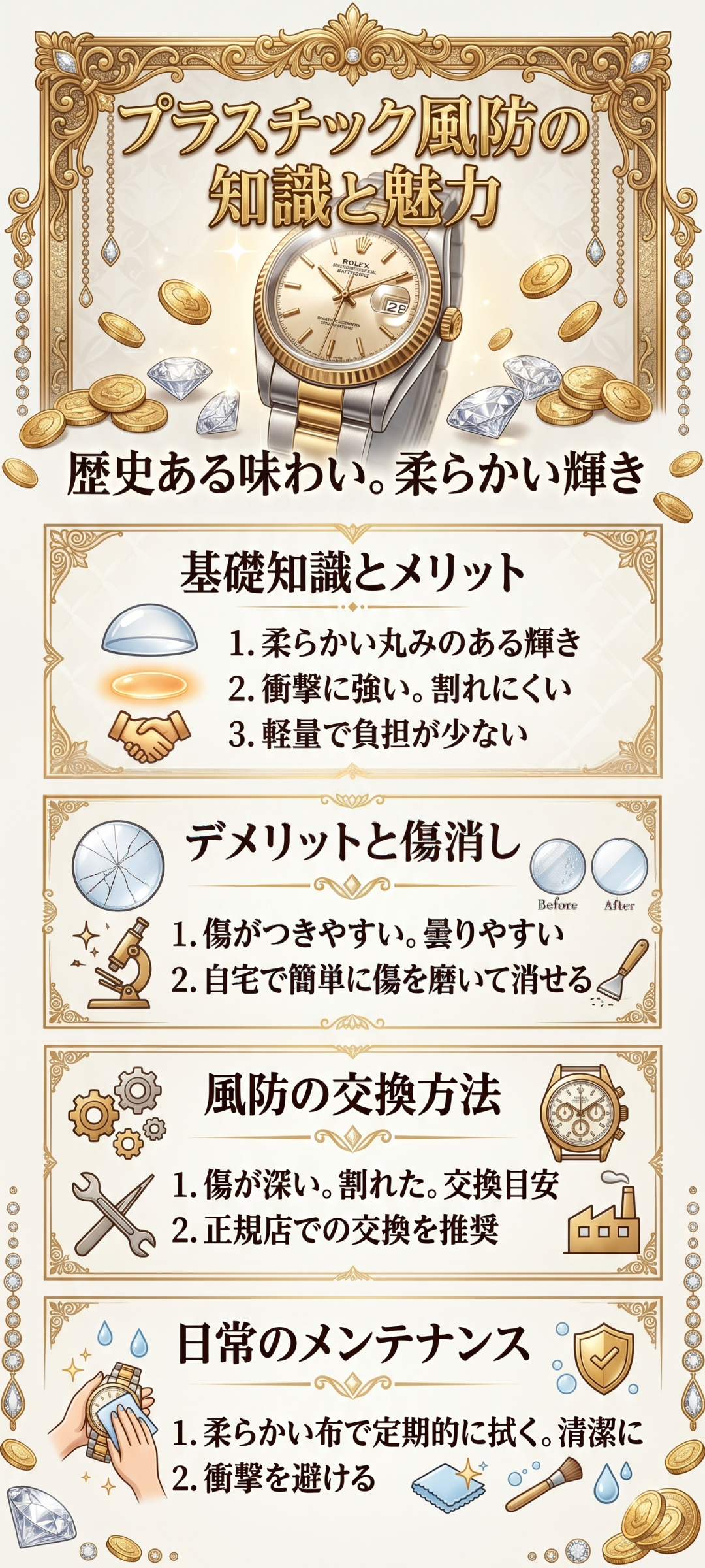 腕時計のプラスチック風防とは？傷の対処法から交換方法まで徹底解説