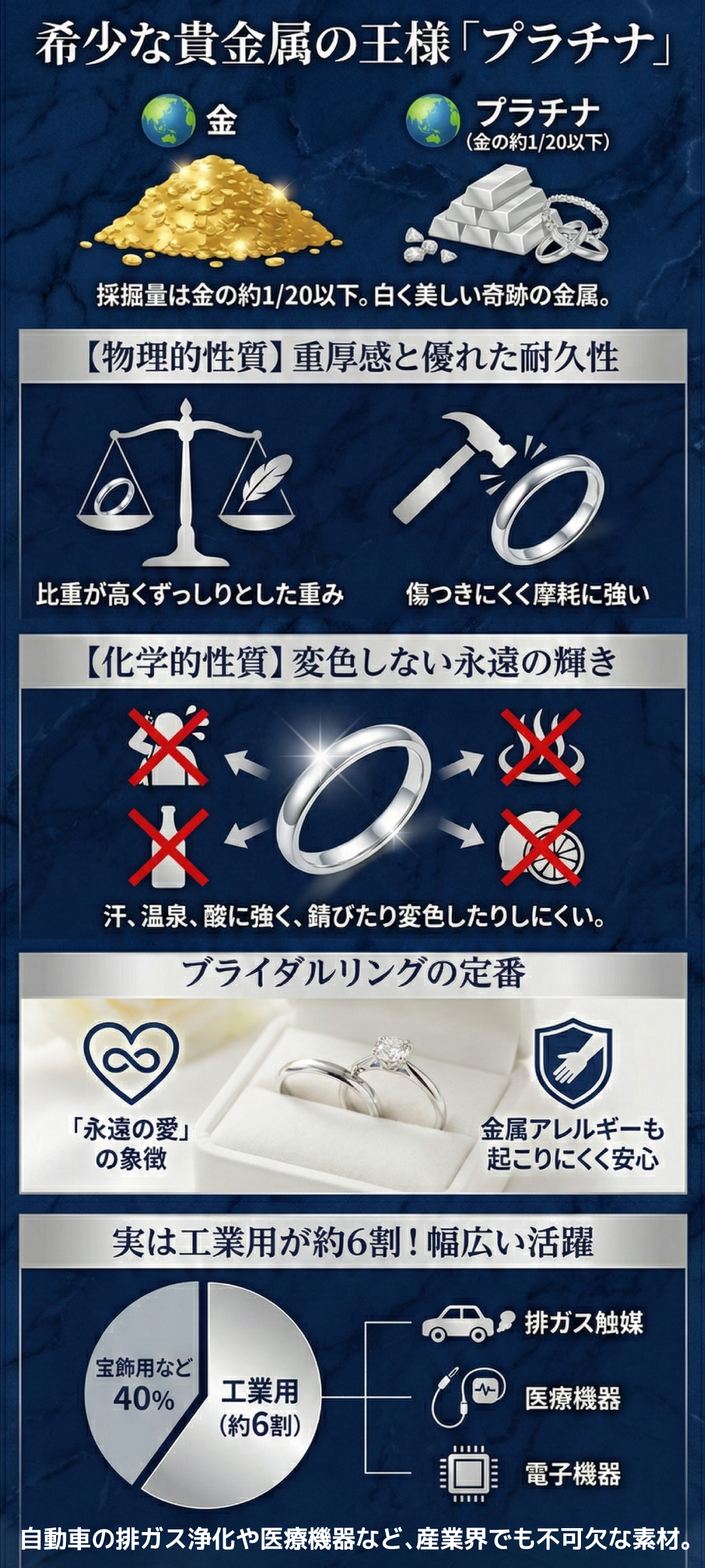 プラチナとは?希少性や特徴、用途から指輪に選ばれる理由までわかりやすく解説