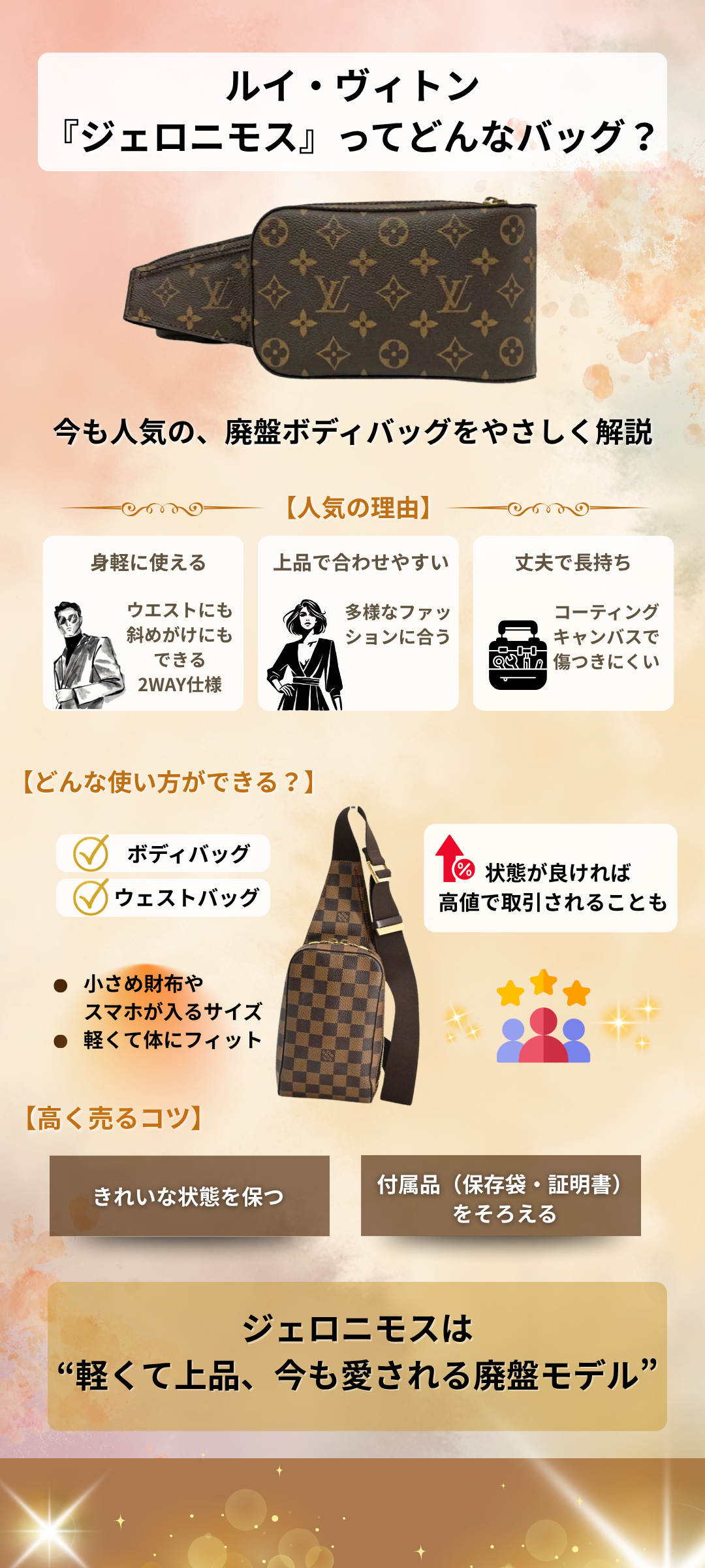 ルイ・ヴィトン「ジェロニモス」を徹底解説|人気の理由・サイズ感・使い方・相場傾向と高く売るコツ