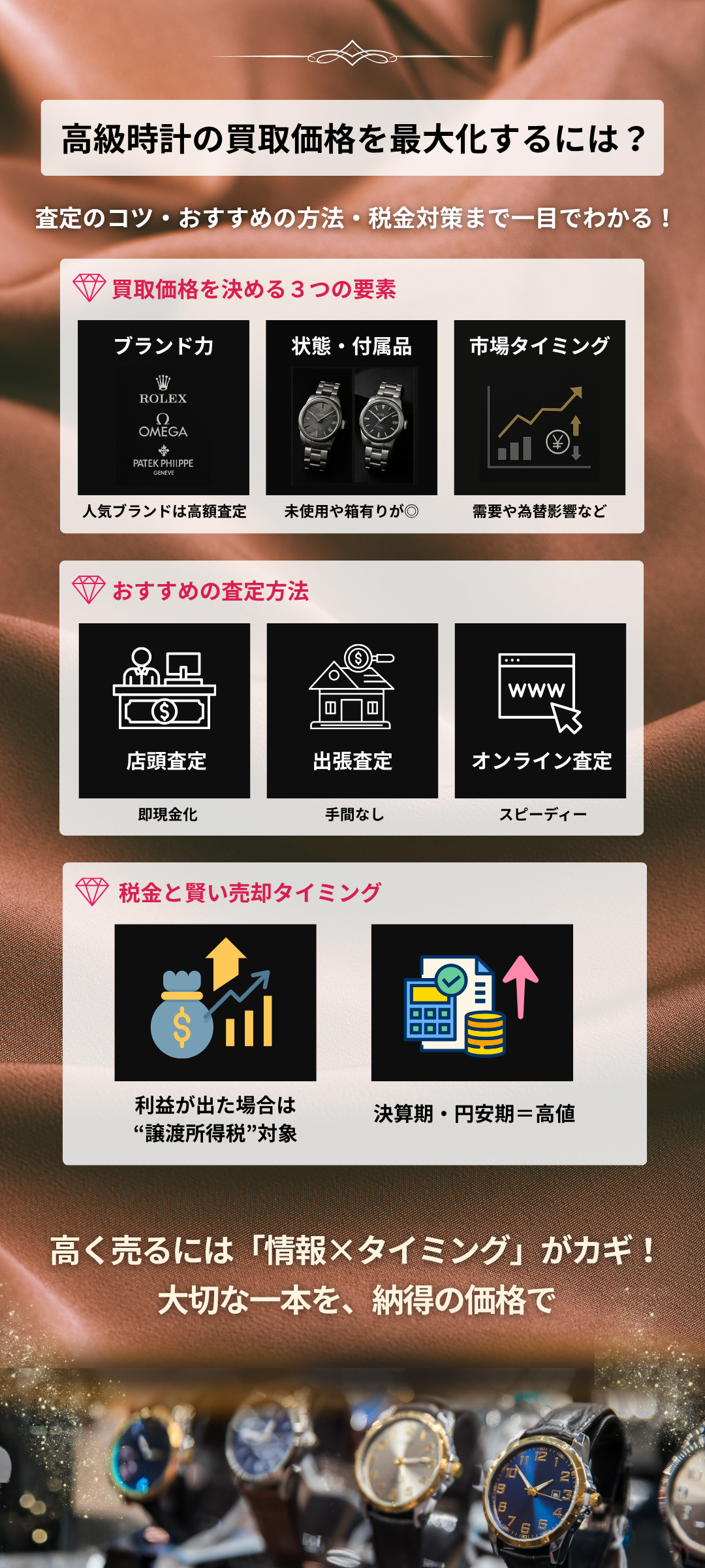高級時計の買取価格を最大化するポイントとは？おすすめの査定方法や税金についても解説