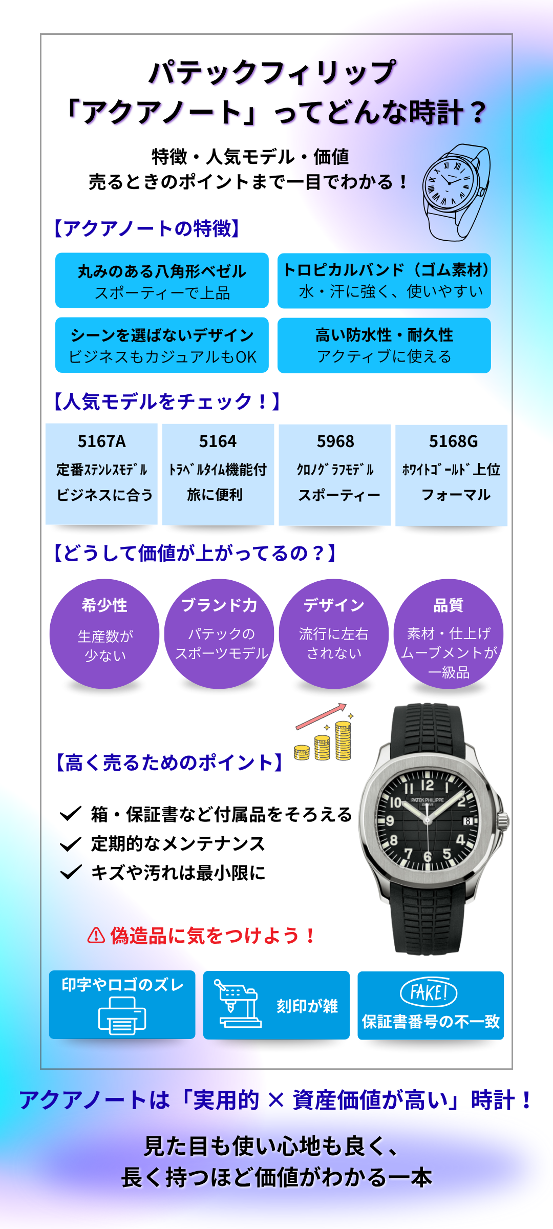 パテックフィリップ「アクアノート」の特徴とは?人気モデル・資産価値・買取相場まで解説