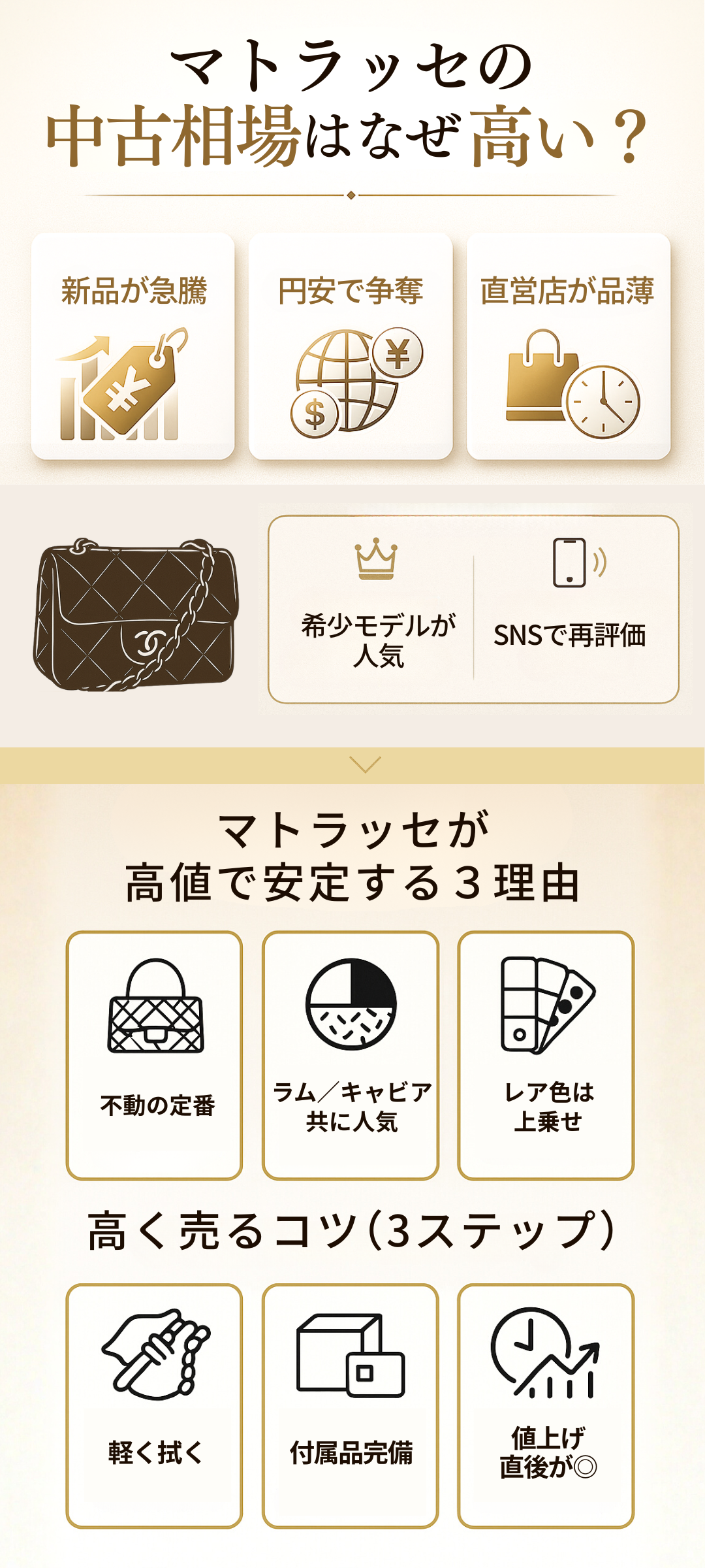 マトラッセの買取相場はどれくらい?シャネルのバッグが高騰している理由や買取のポイントも紹介