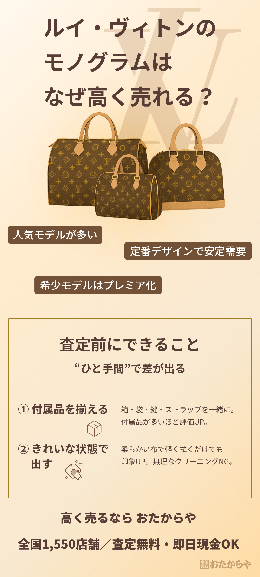 ルイ・ヴィトンのモノグラムを高く売る方法とは？買取方法や買取前のポイントを解説