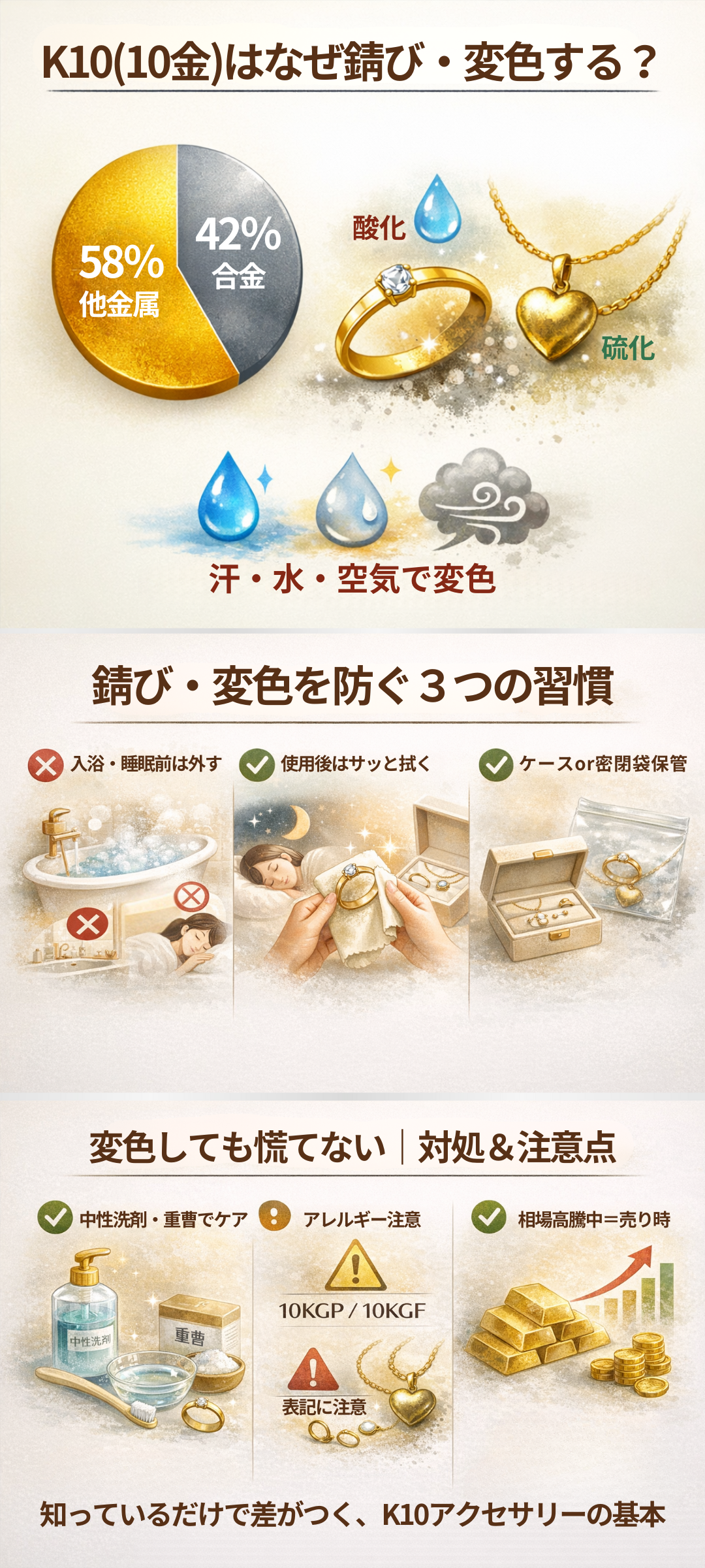K10（10金）が錆びる理由とは？変色への対処法やお手入れグッズも詳しく紹介
