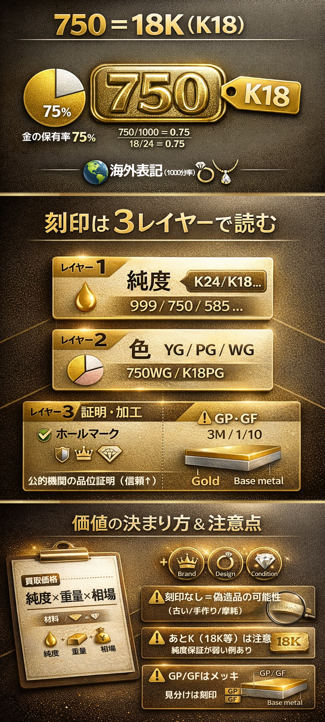 金の刻印「750」とは？刻印の種類や内容を解説