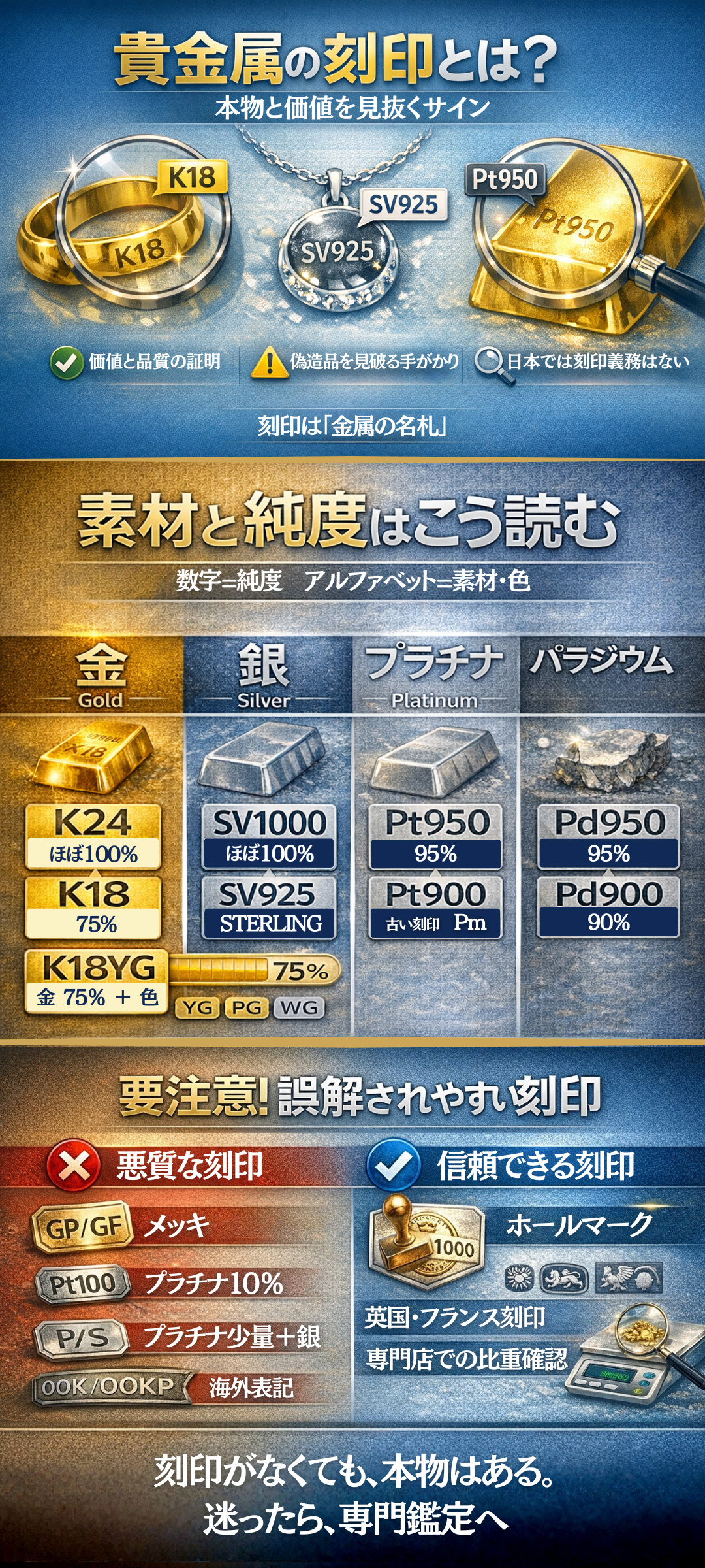 【貴金属の刻印一覧】刻印の意味や種類を解説