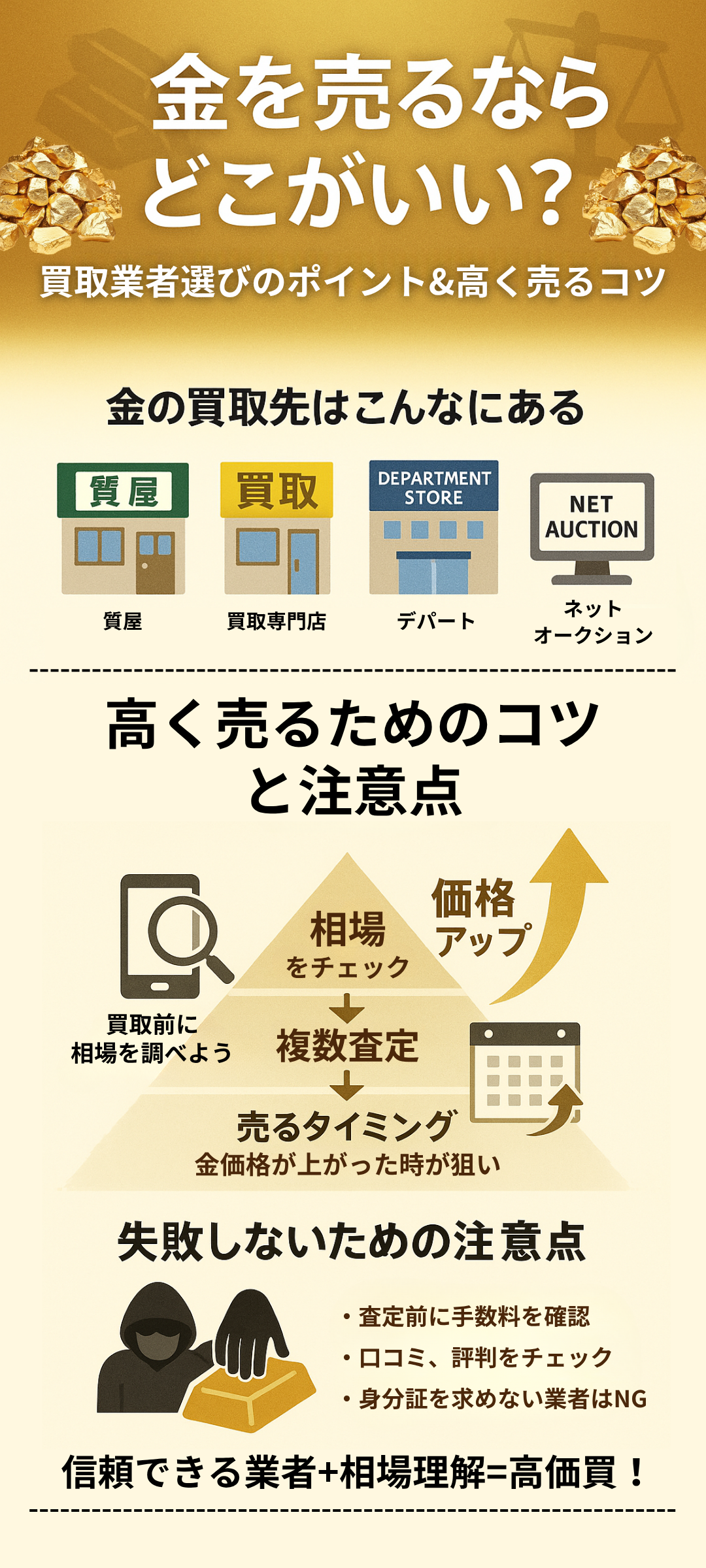 金を売るならどこがいい?買取業者選びの重要ポイントと高価買取のコツを徹底解説